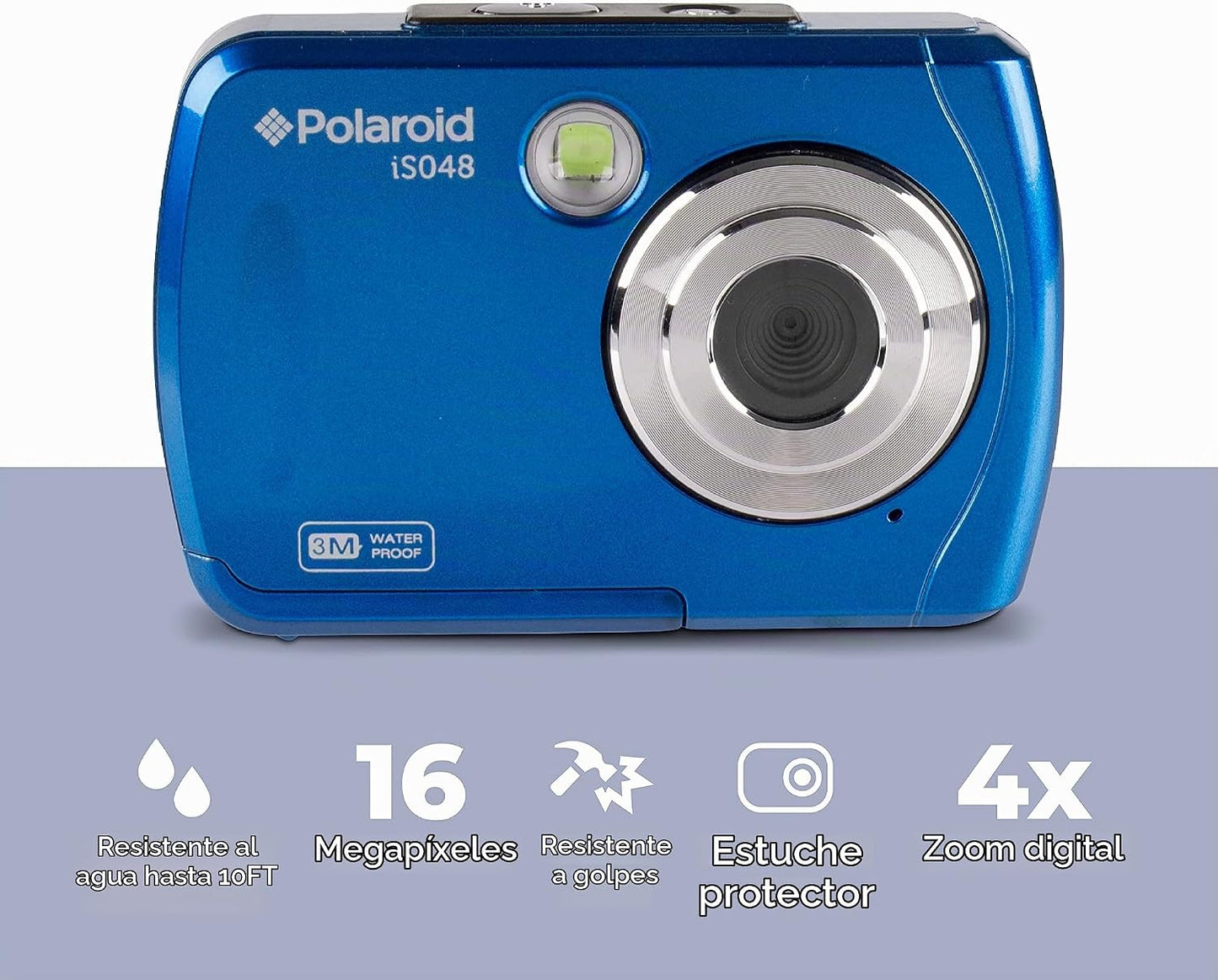Cámara digital Polaroid IS048 - Pequeña, ligera, impermeable, para...