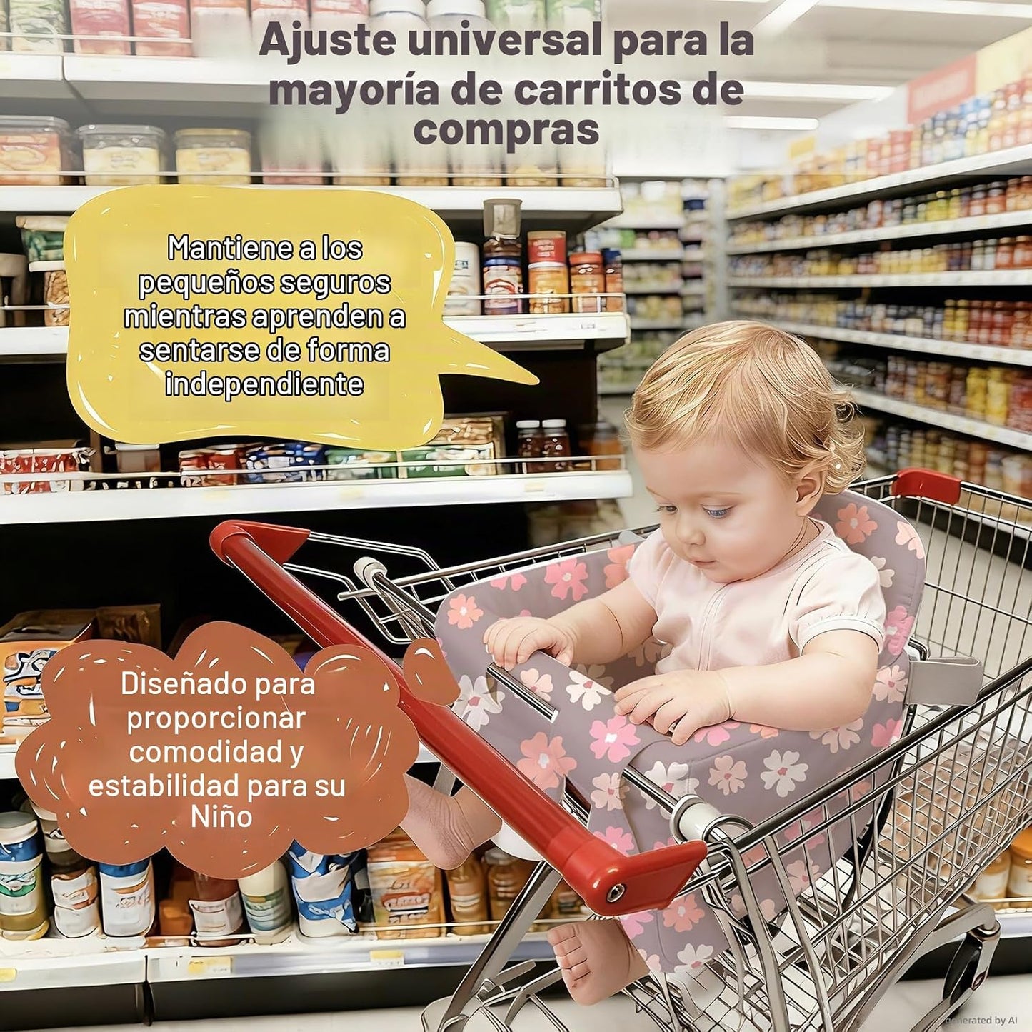 Funda acolchada para carrito de compras para bebés y niños pequeños...