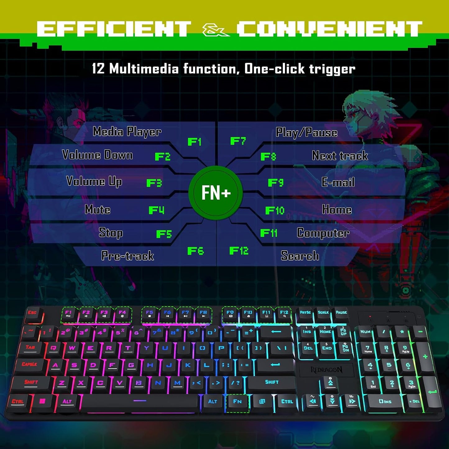 Redragon, combo actualizado de teclado y mouse para juegos S107, te...
