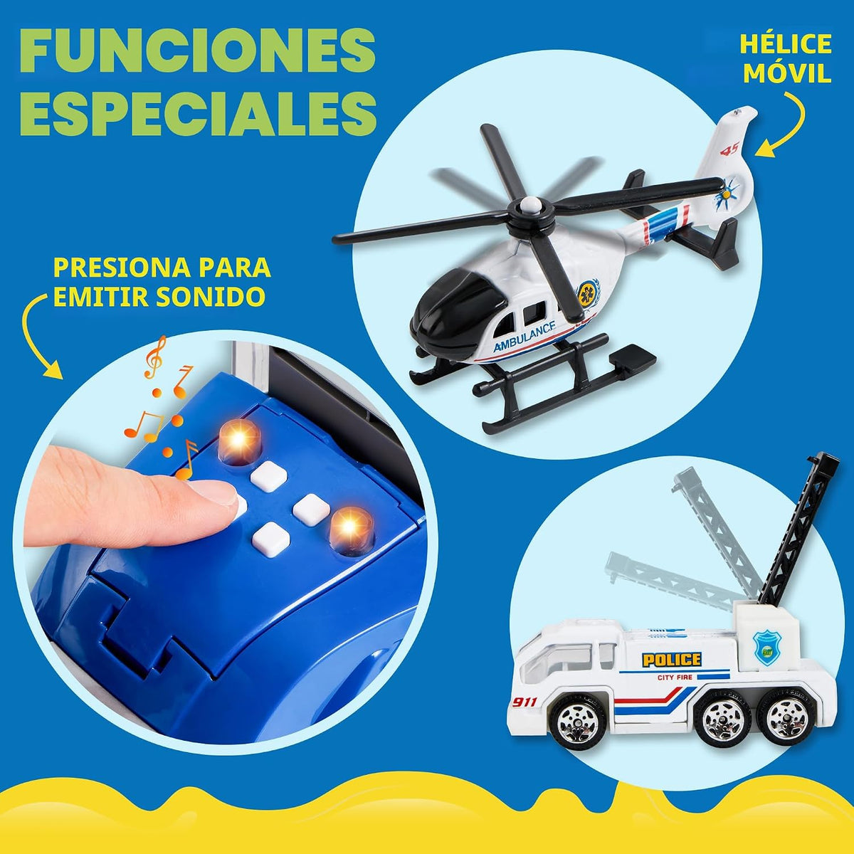 JOYIN Juego de camión de rescate de policía 25 en 1 con sonidos y l...