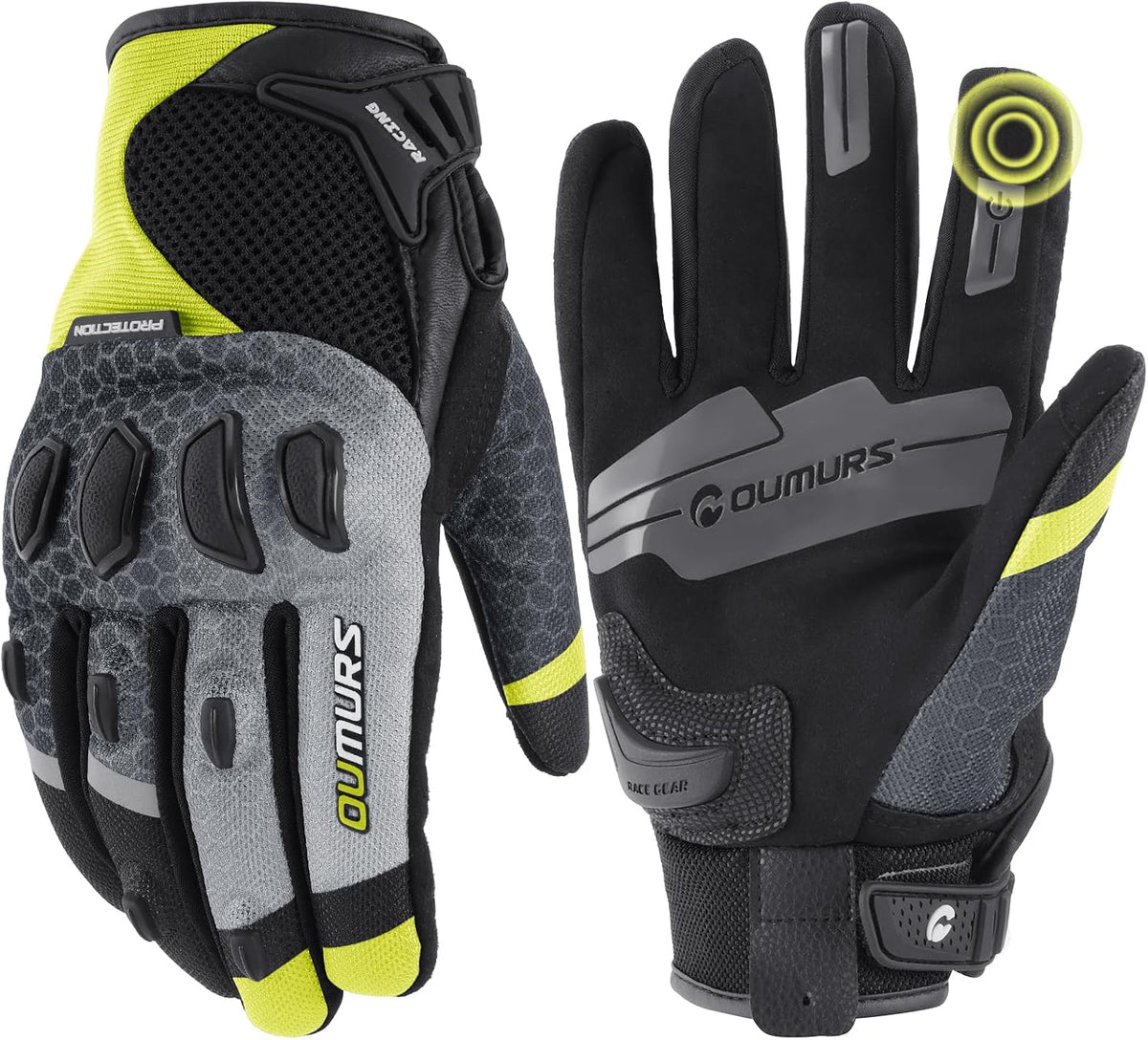 Oumurs Guantes de motocicleta para hombres y mujeres, guantes de ci...