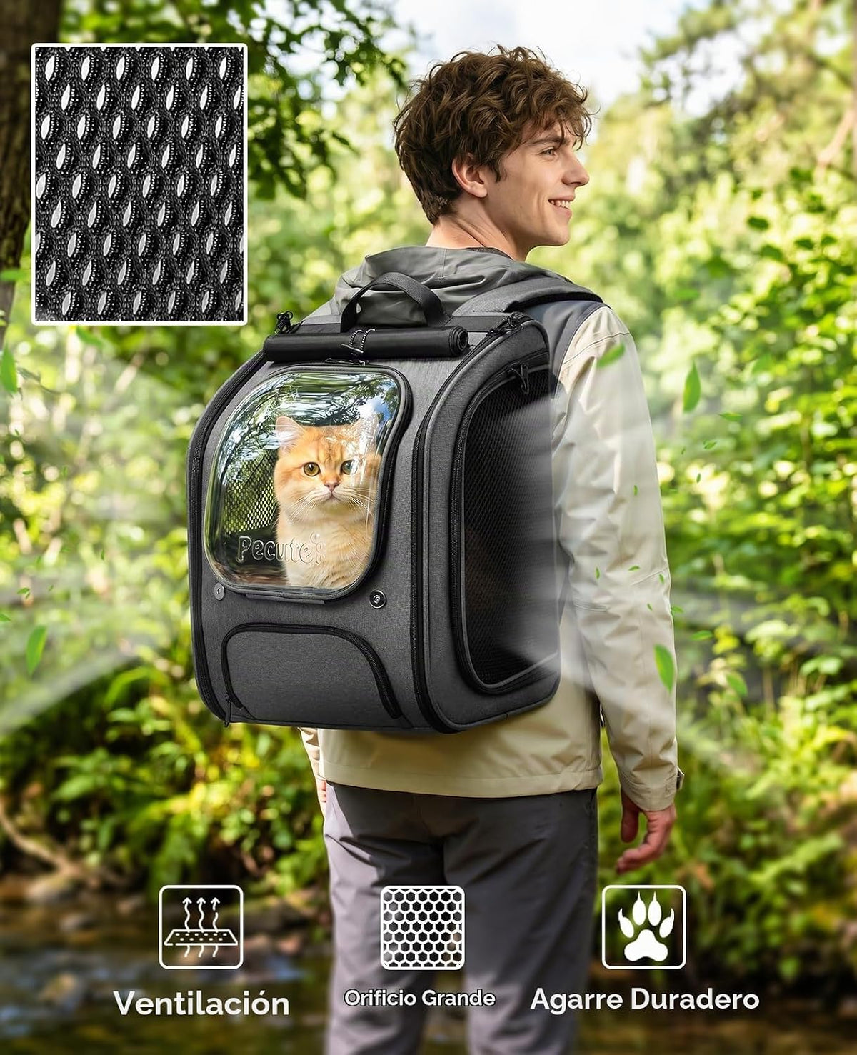 Pecute Mochila para gatos,Mochila de burbujas para gatos de gran es...