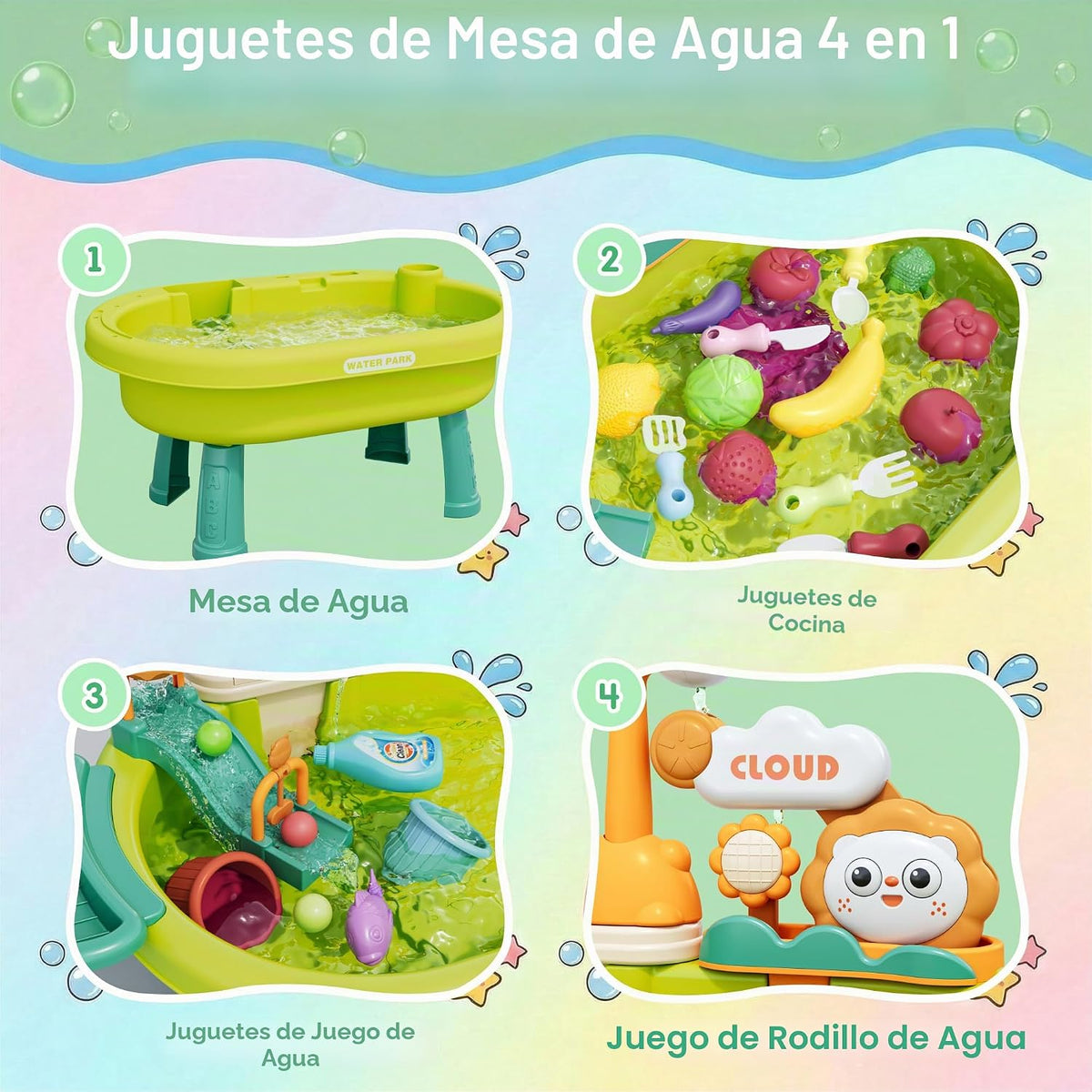 Juguetes de mesa de arena y agua para niños pequeños, fregadero de...