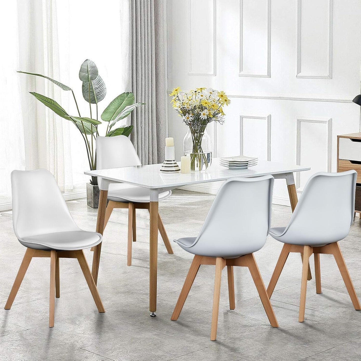 OLIXIS Juego de 4 sillas de comedor, sillas decorativas modernas de...