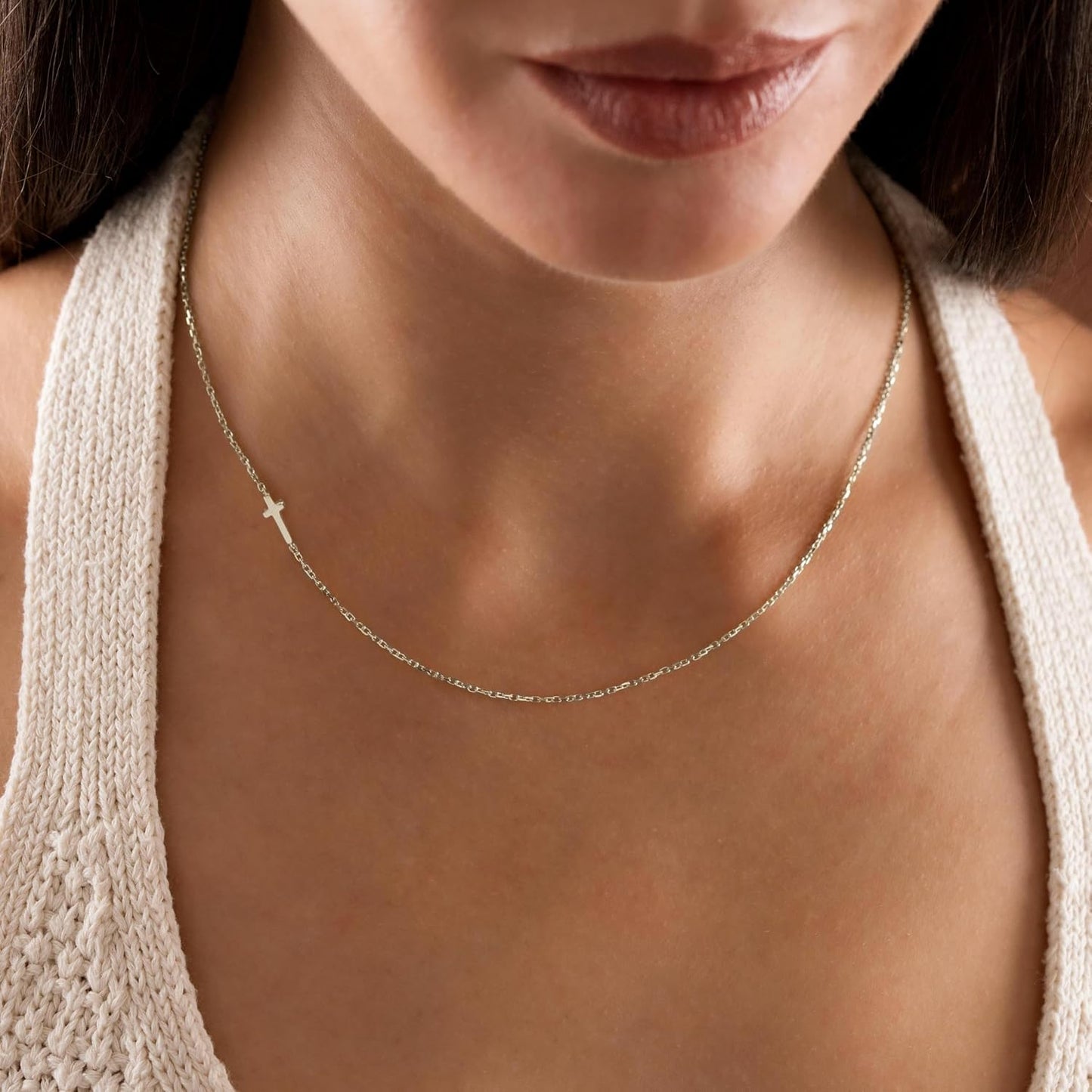 zvcofun Collar de cruz para mujer, delicado colgante de cruz chapad...