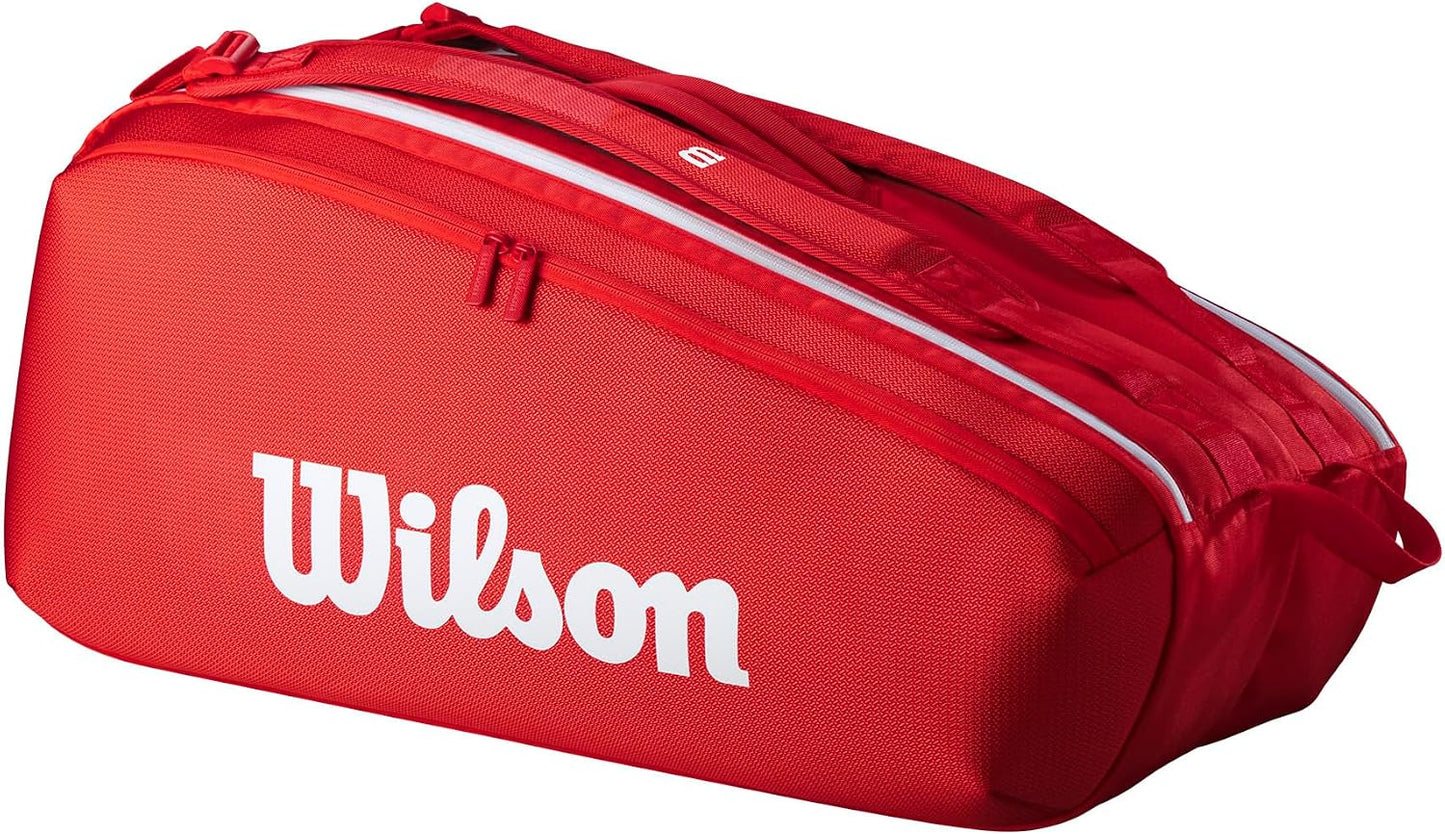 Wilson 2025 Super Tour - Bolsas para raquetas de tenis rojas - Rojo...