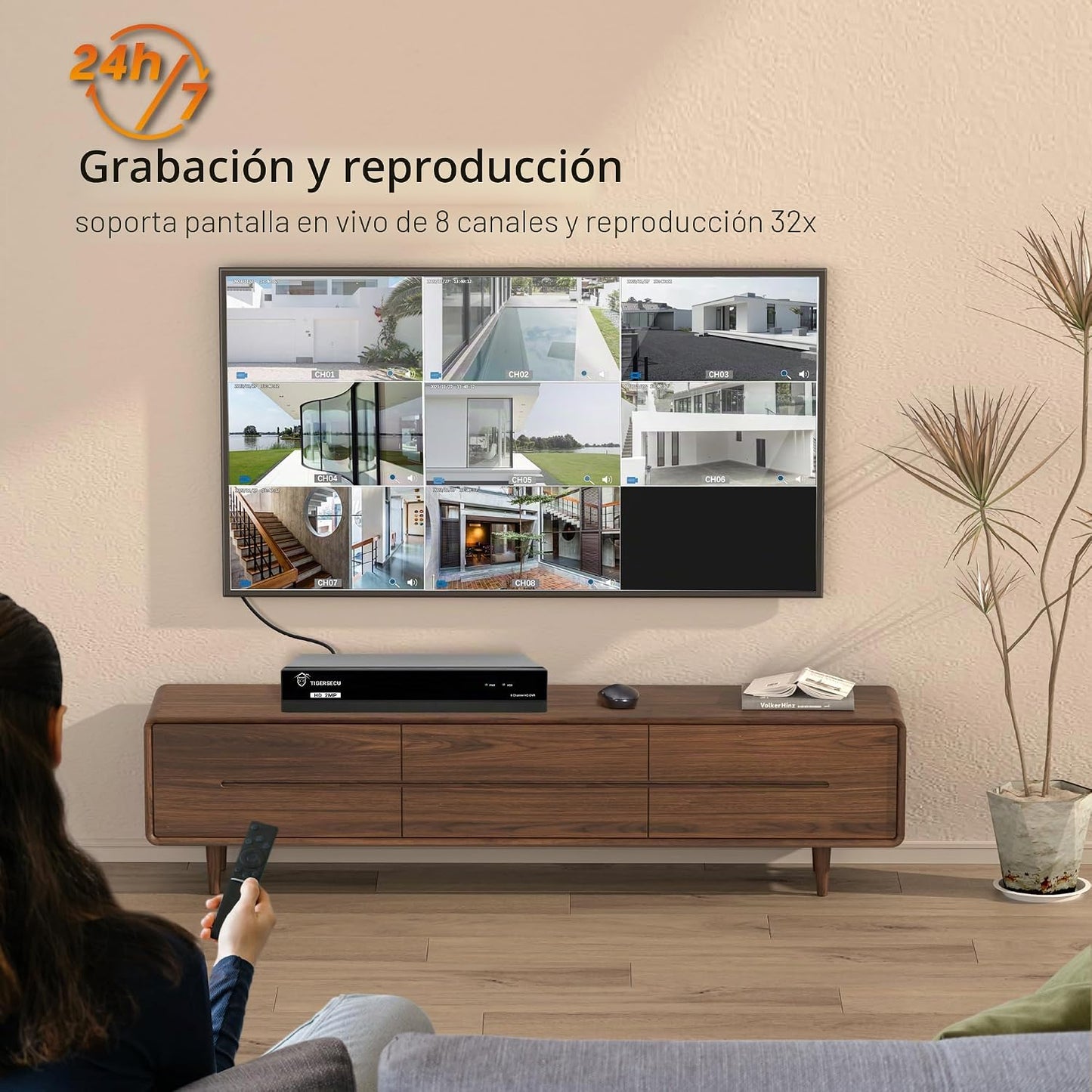 TIGERSECU Grabadora de Seguridad DVR Super HD 1080P de 8 Canales co...