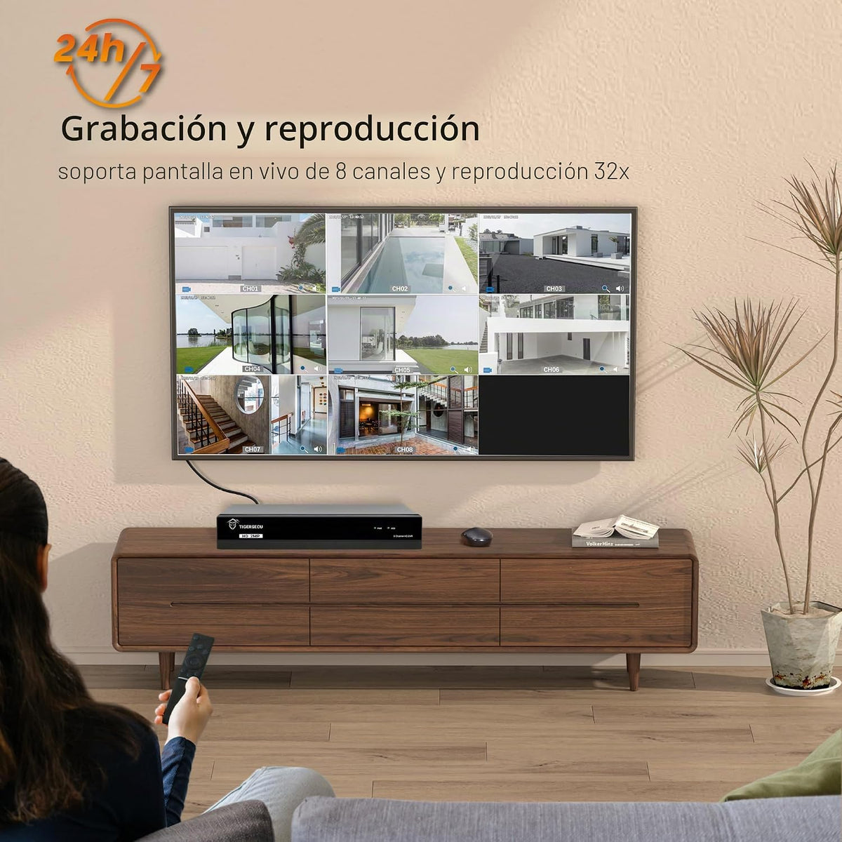 TIGERSECU Grabadora de seguridad DVR Super HD 1080P de 8 canales co...