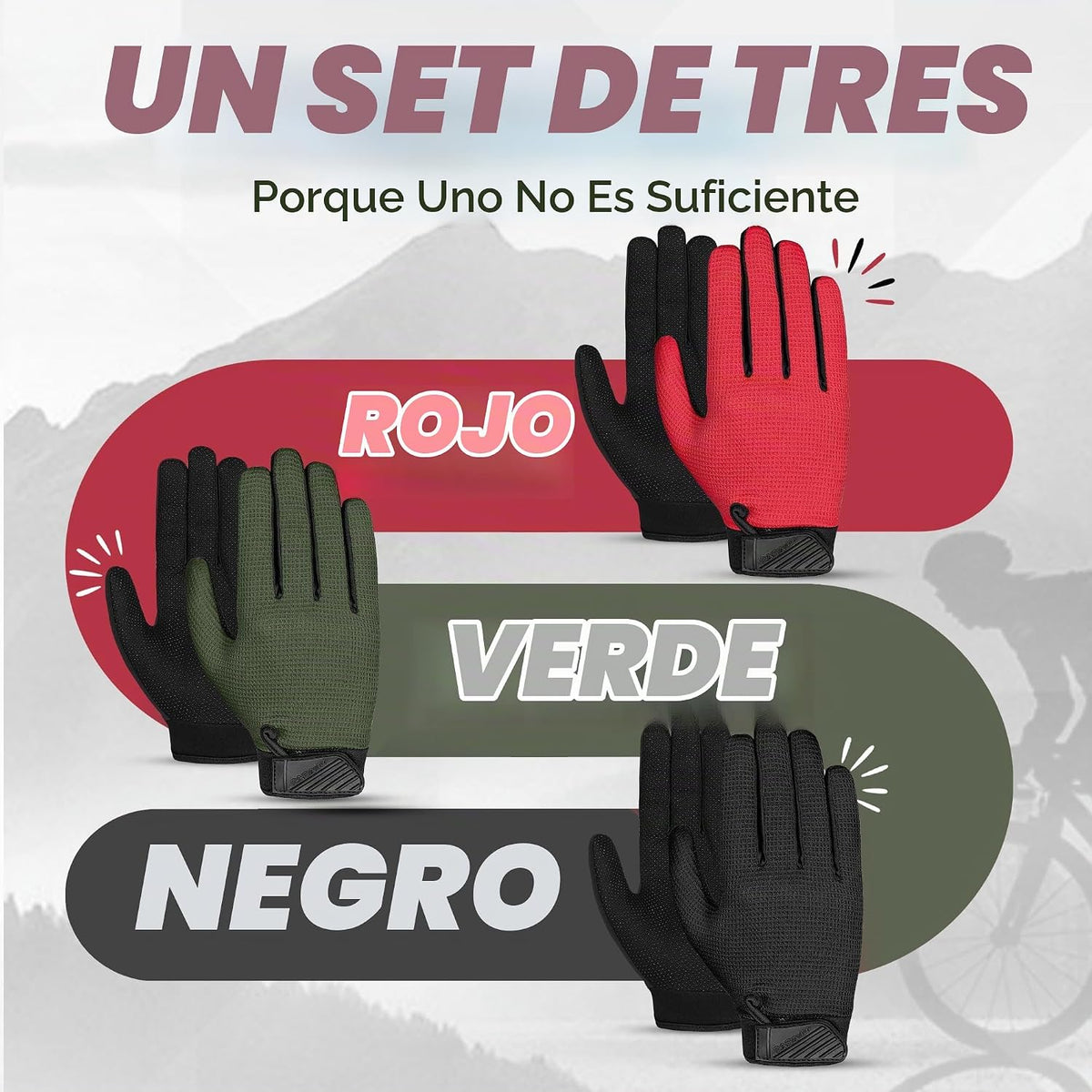 SAGA SPORTS Guantes de ciclismo para niños, paquete de 3, guantes d...