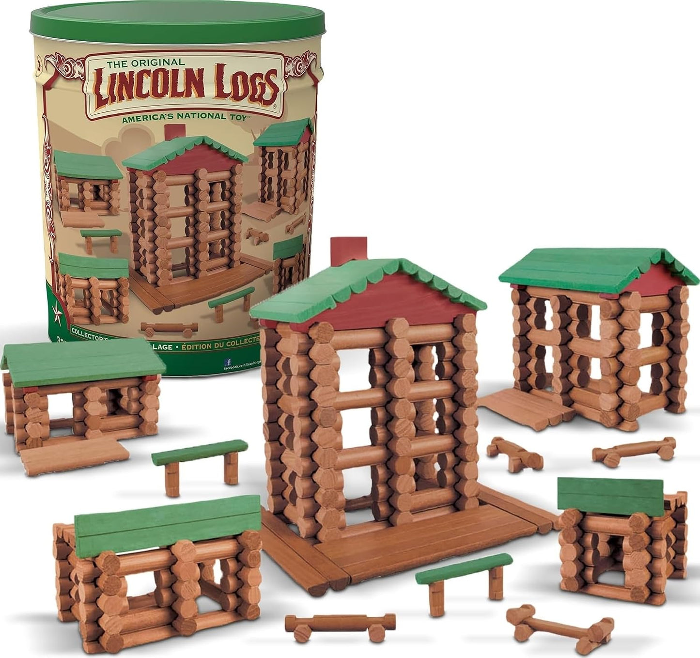 Set de construcción infantil Lincoln Logs, 327 piezas, para niños d...