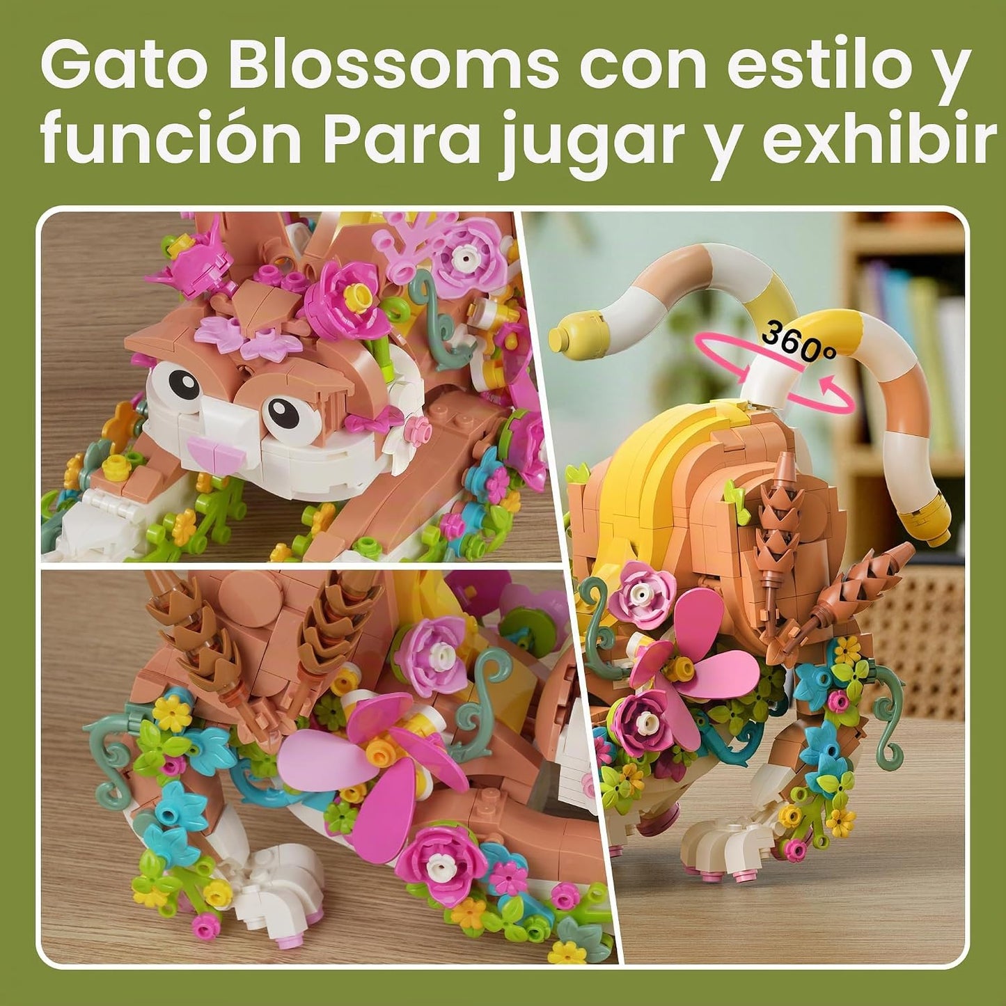 JOJO&amp;Peach - Juego de juguetes de construcción de gatos y flore...