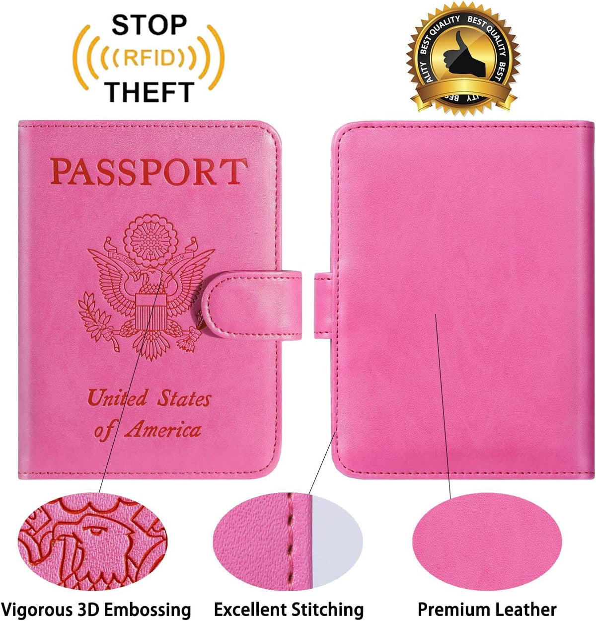 Funda para pasaporte, cartera con bloqueo RFID, funda de piel para...