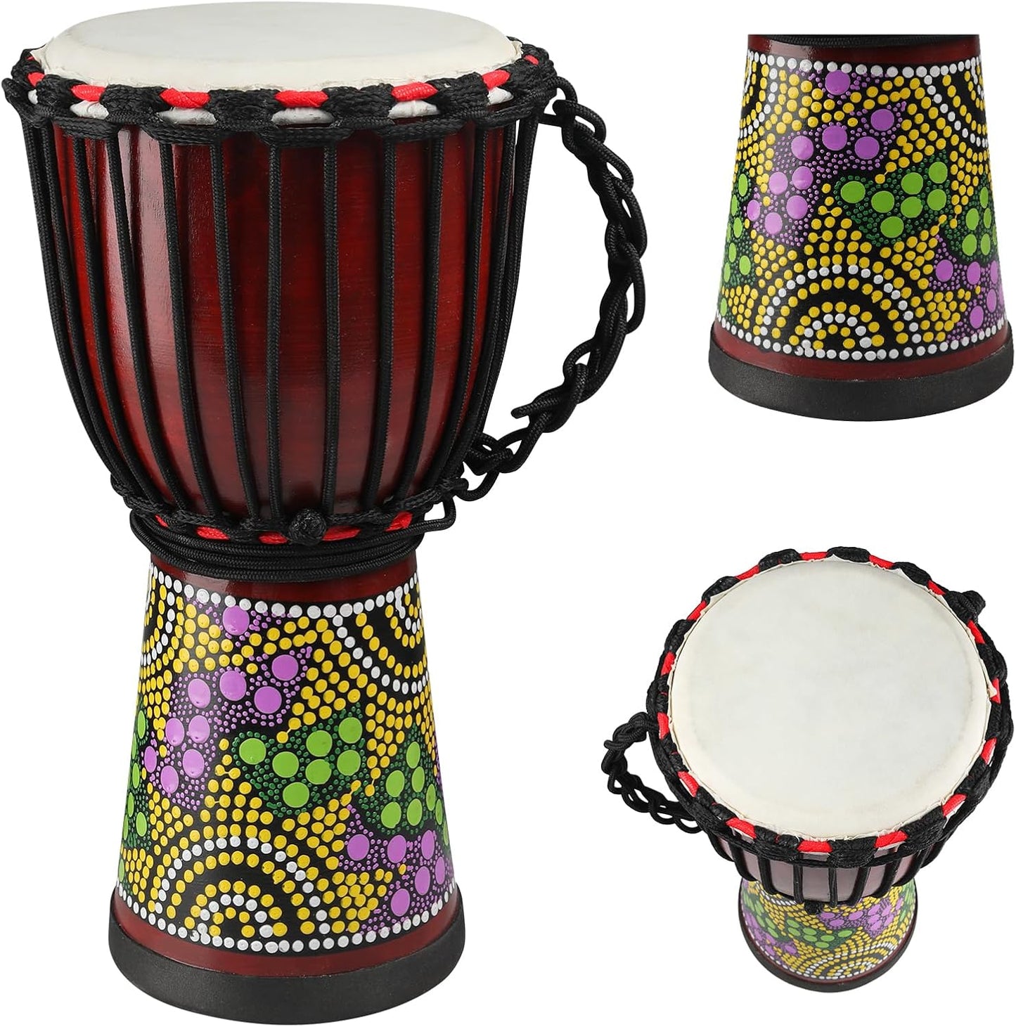GOGHOST Tambor Djembe de madera africano para adultos 8.5 x 16 pulg...