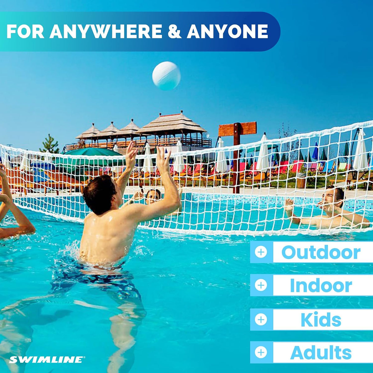 Swimline Juego original de red de voleibol de piscina con pelota aj...