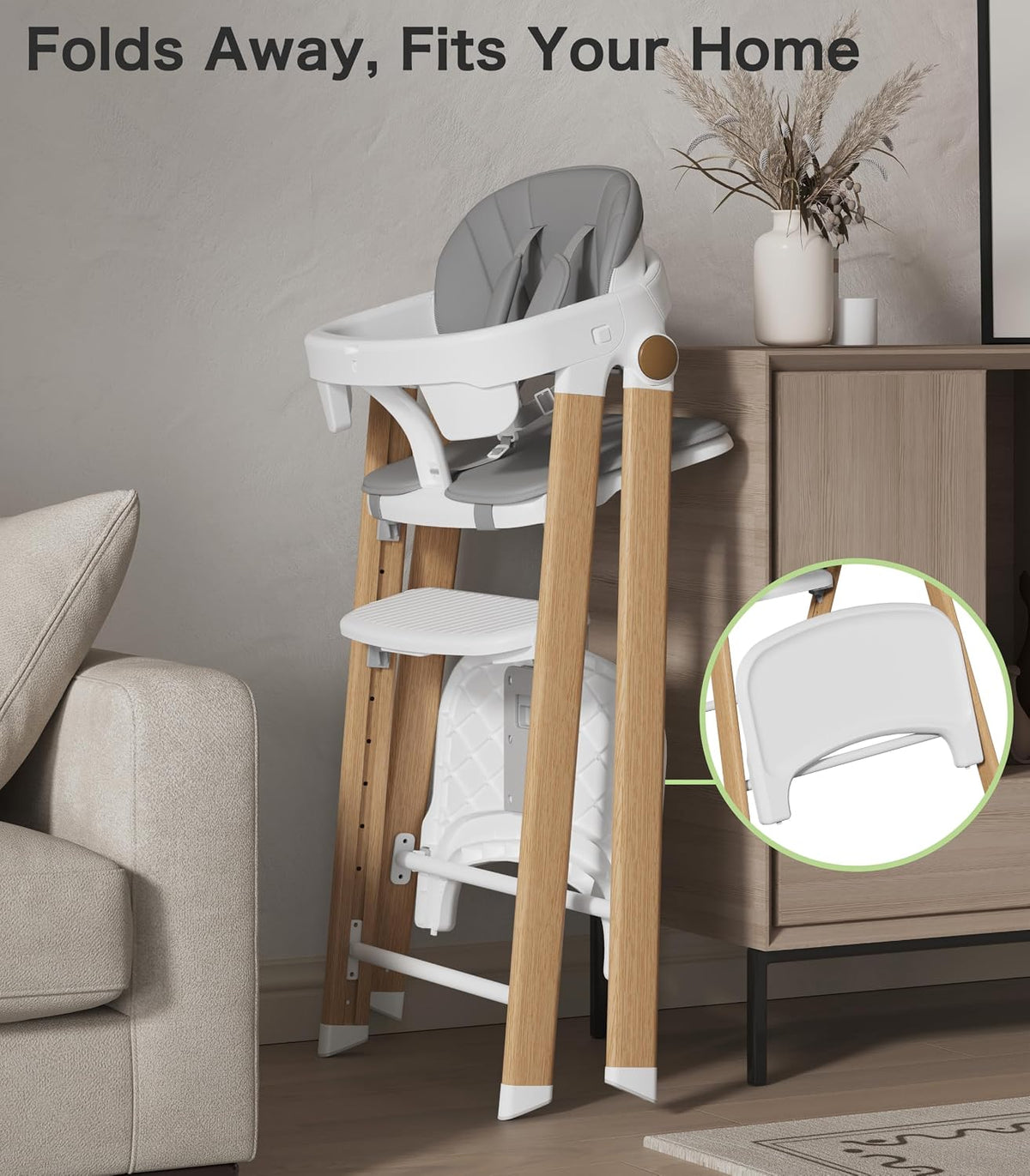 Silla alta convertible para bebé y taburete para niños, sillas alta...