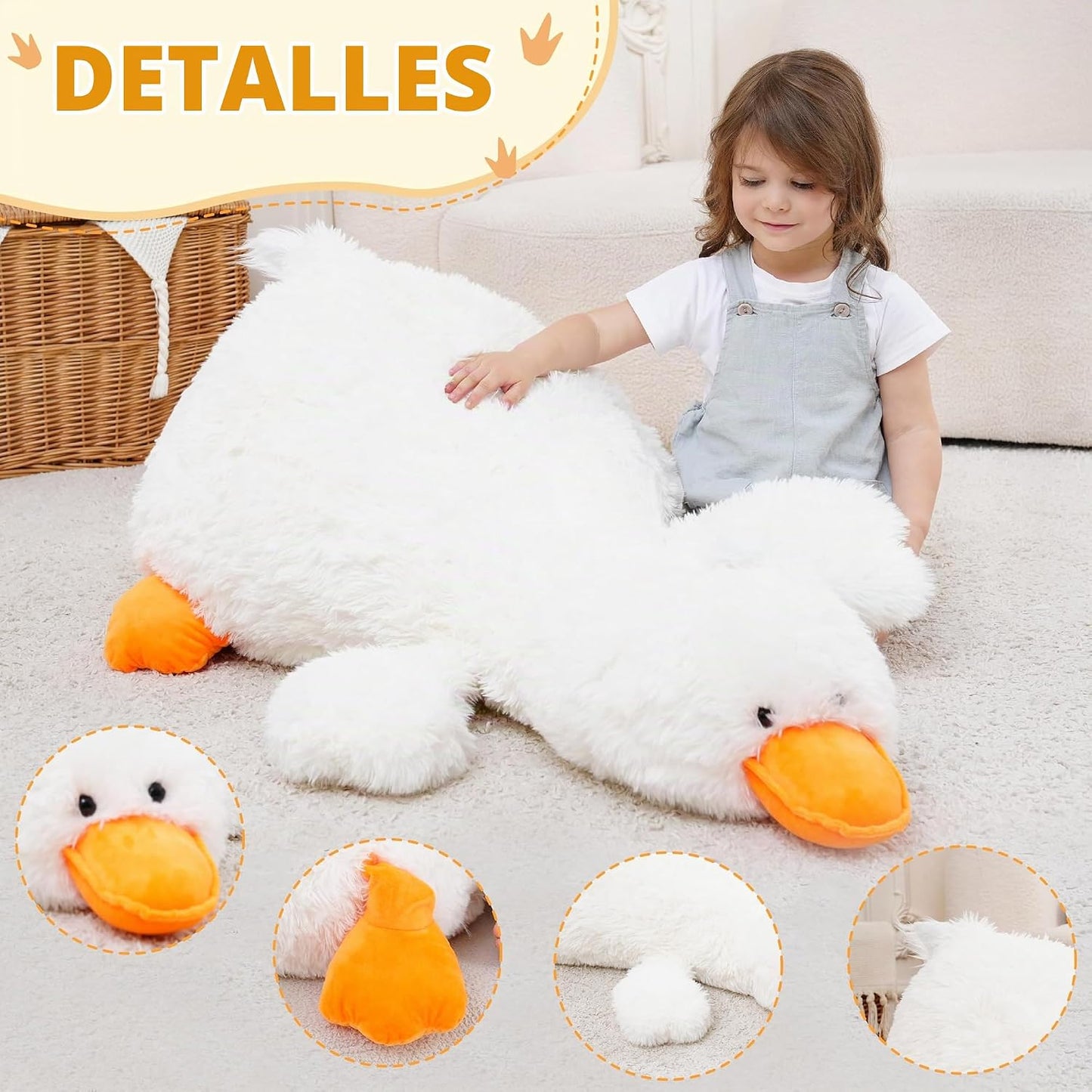 Jrystar Animales de peluche de pato blanco gigante de 43 pulgadas,...