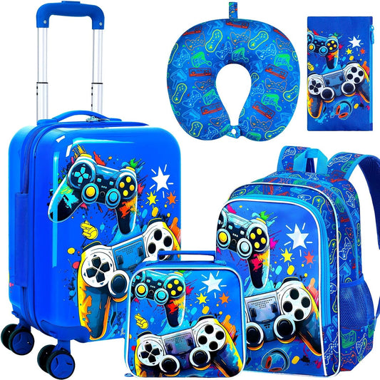 Juego de 5 maletas para niños, aprobado por aerolíneas con ruedas g...