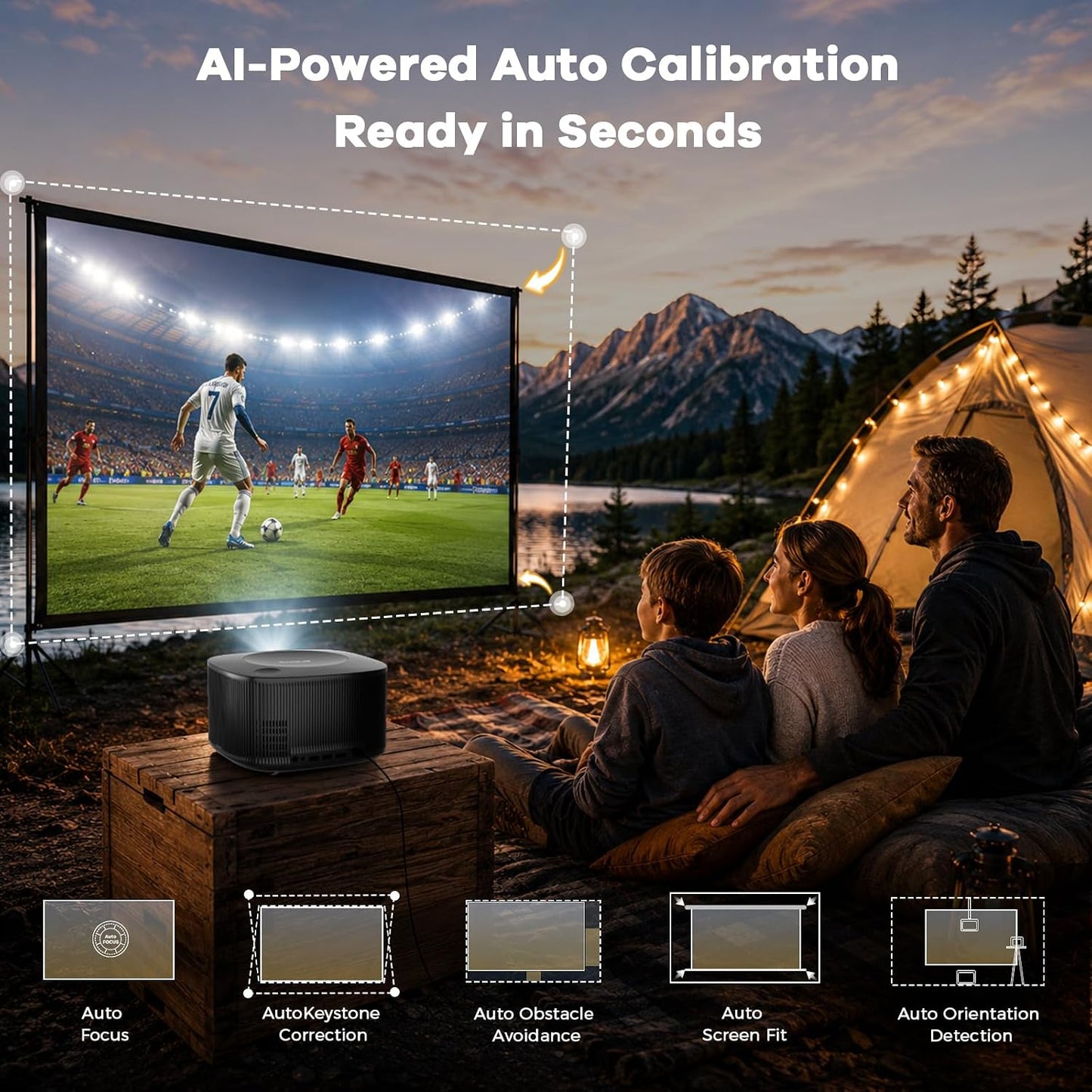 ONOAYO Proyector para exteriores 4K con audio Dolby de 60 W y aplic...