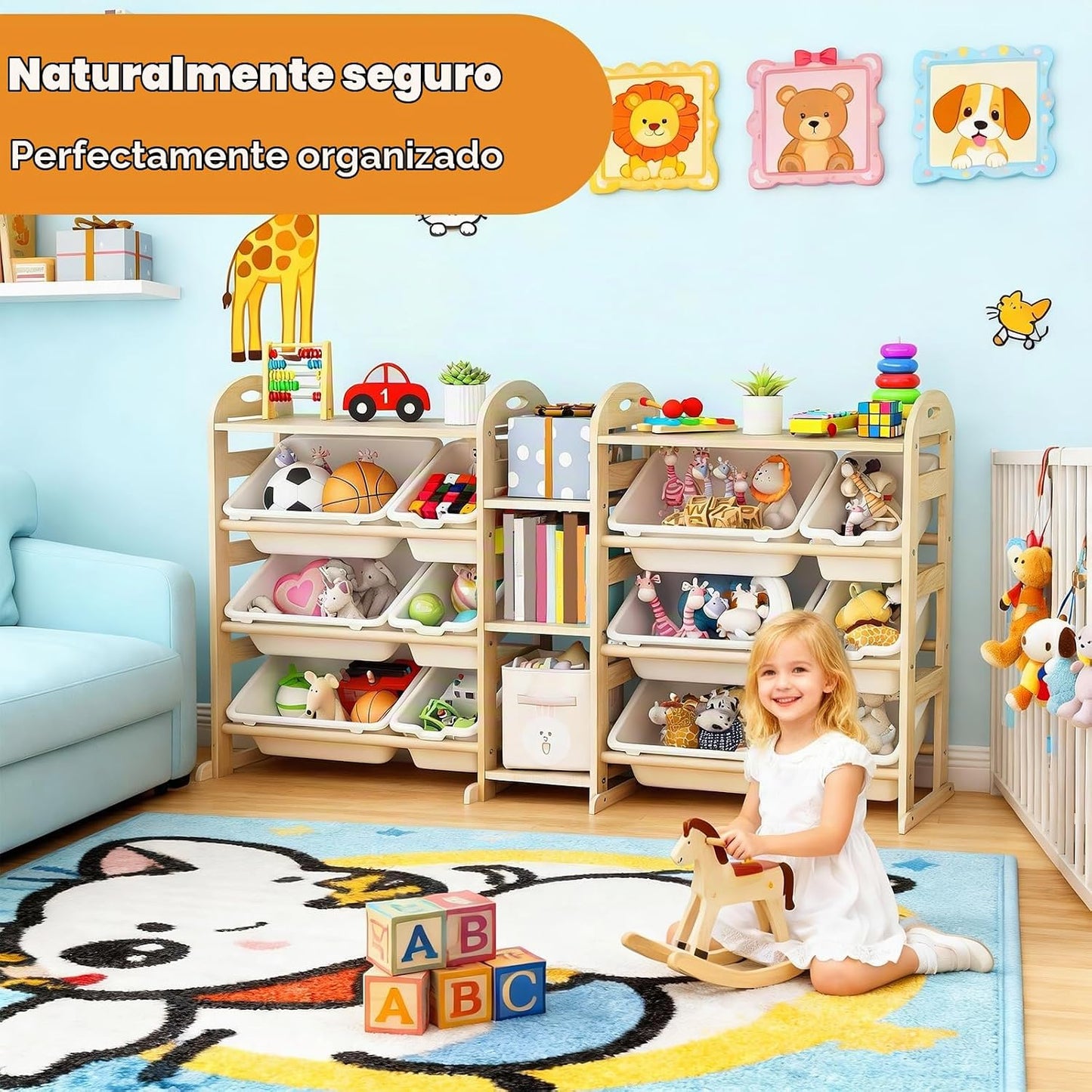 Orekemo Organizador de almacenamiento de juguetes, 59.6 pulgadas de...
