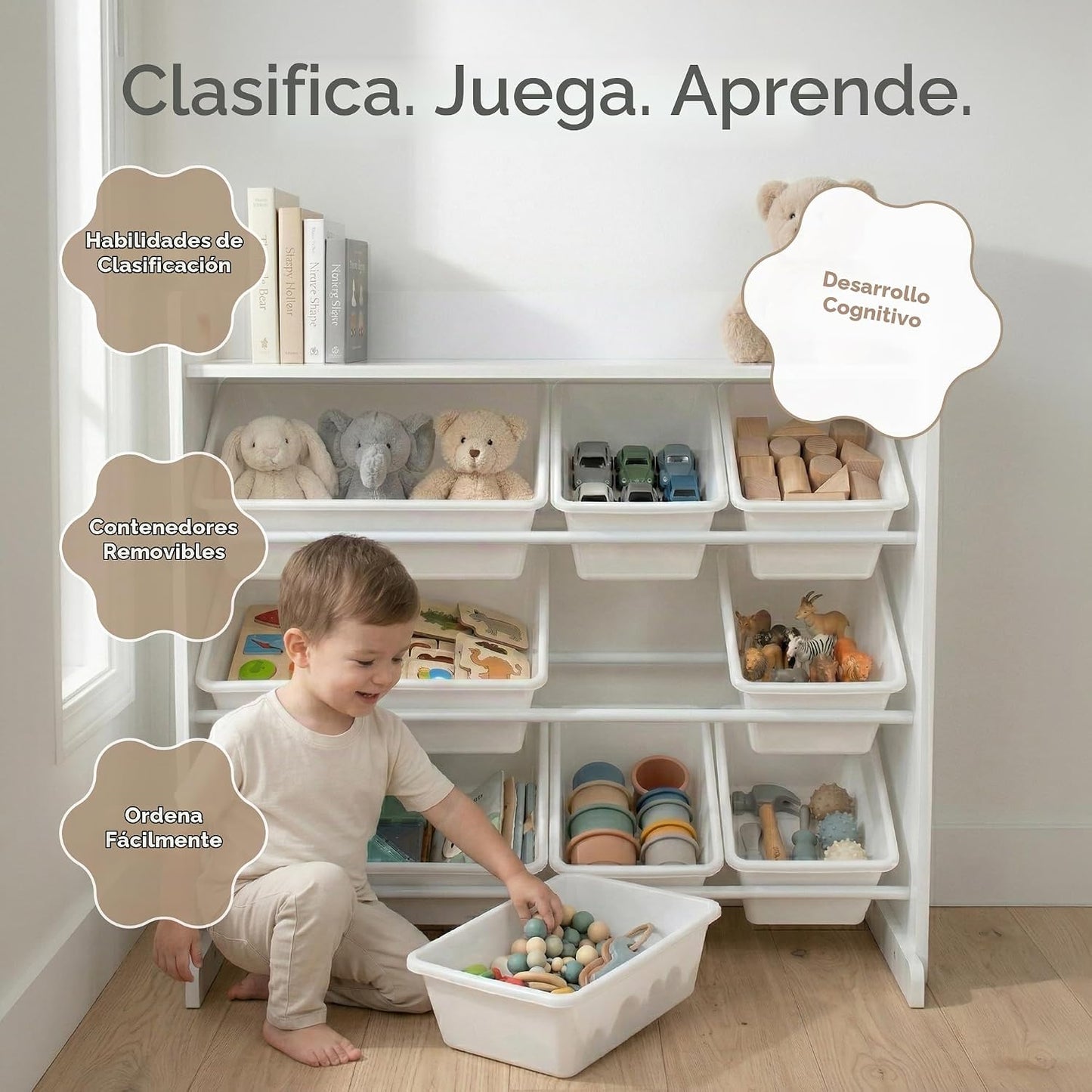 Humble Crew Organizador de juguetes para niños con estante de exhib...