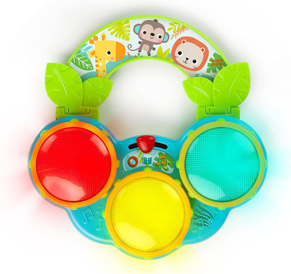 Bright Starts Safari Beats - Tambor musical de juguete con luces, a...