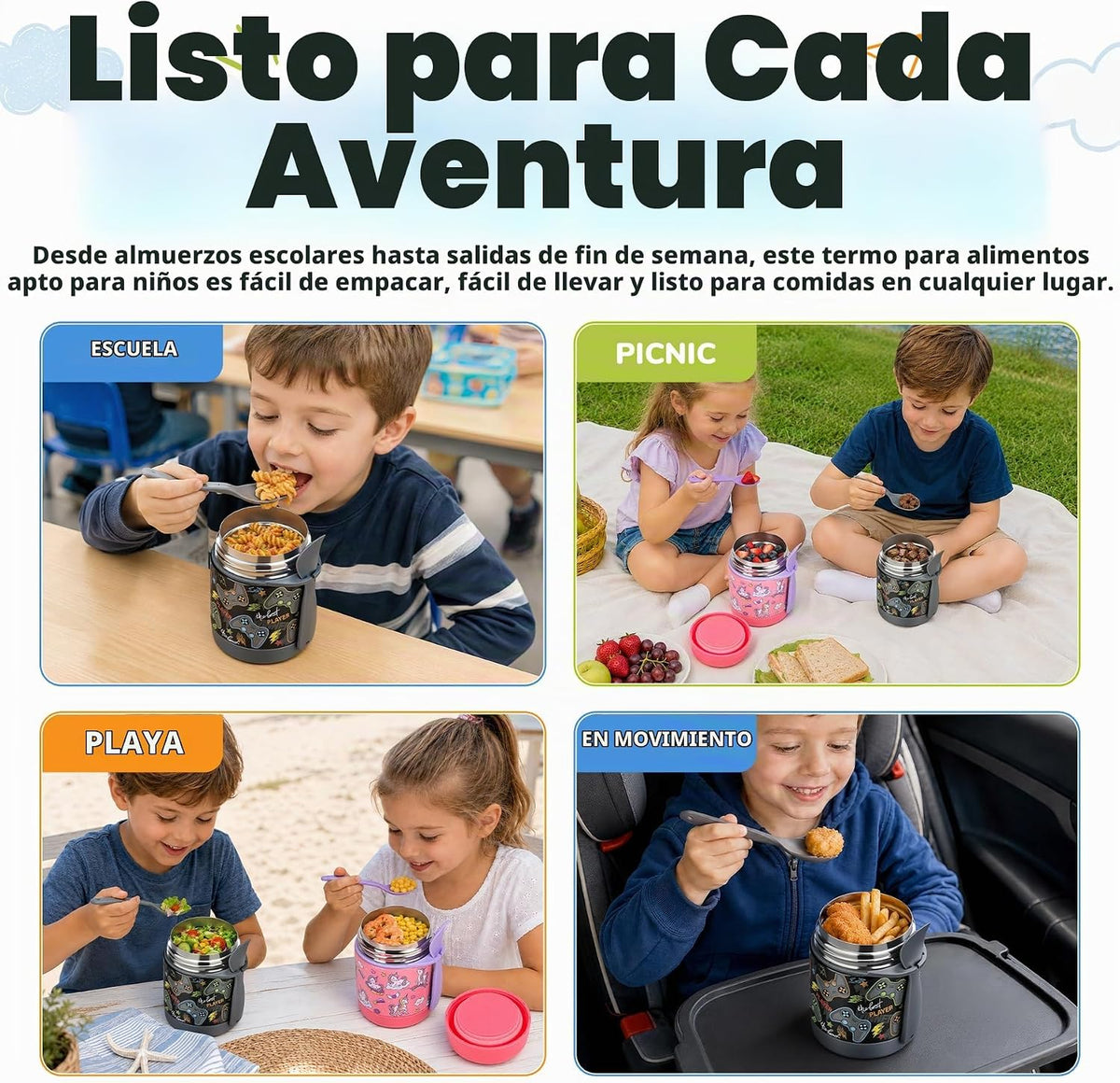 Thermo de 300 ml para sopa de alimentos calientes para niños, tarro...