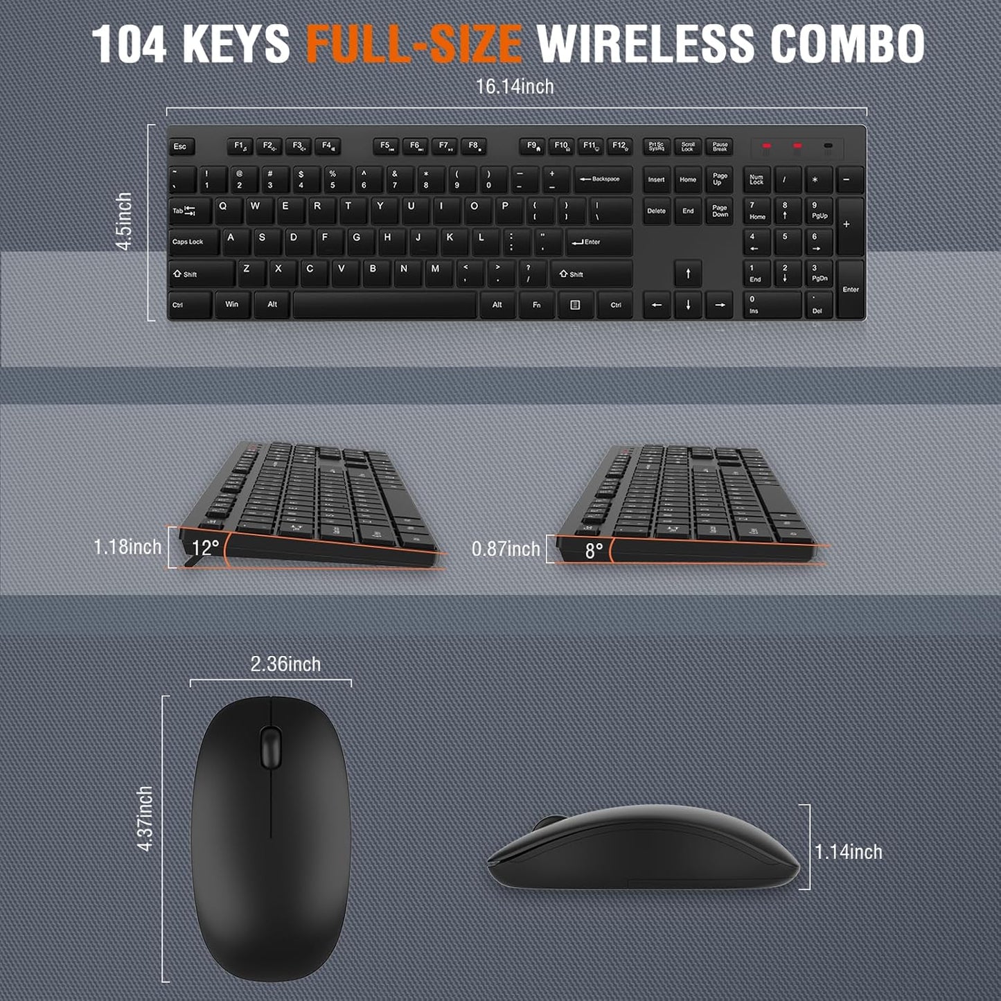Combo de teclado y mouse inalámbrico, EDJO, teclado y mouse USB ina...