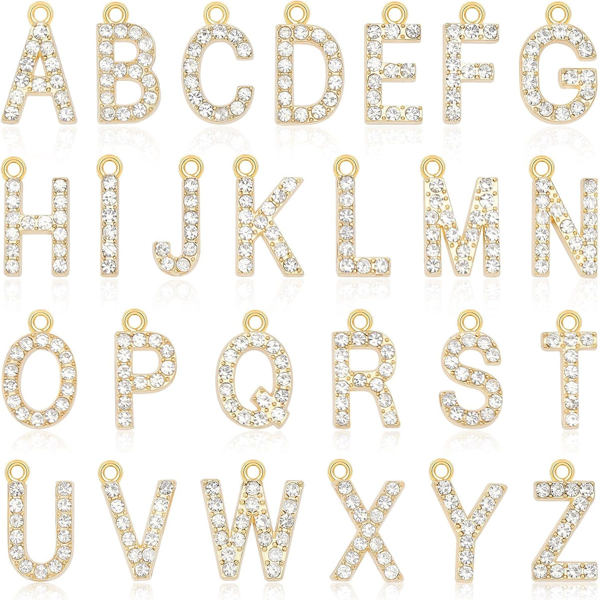 SANNIX - 26 dijes de letras mayúsculas con diamantes de imitación c...