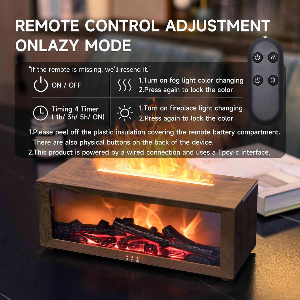 TMEHM Humidificador difusor de aire de llama para chimenea, difusor...