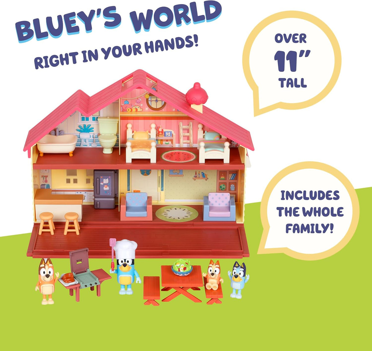 Bluey - Set de juego de casa de juguete, Mega Paquete Familiar Hoga...