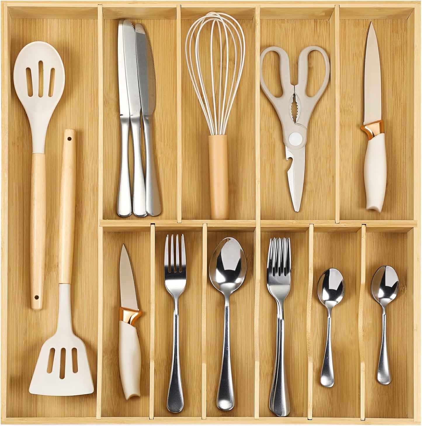 Fabsome Organizador de cubiertos para cajones de cocina, bandeja de...