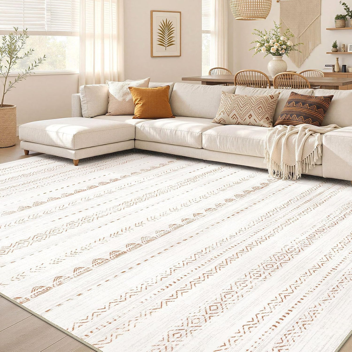 Nakagishi - Tapete de 6 x 9 pies para sala de estar: lavable, bohem...