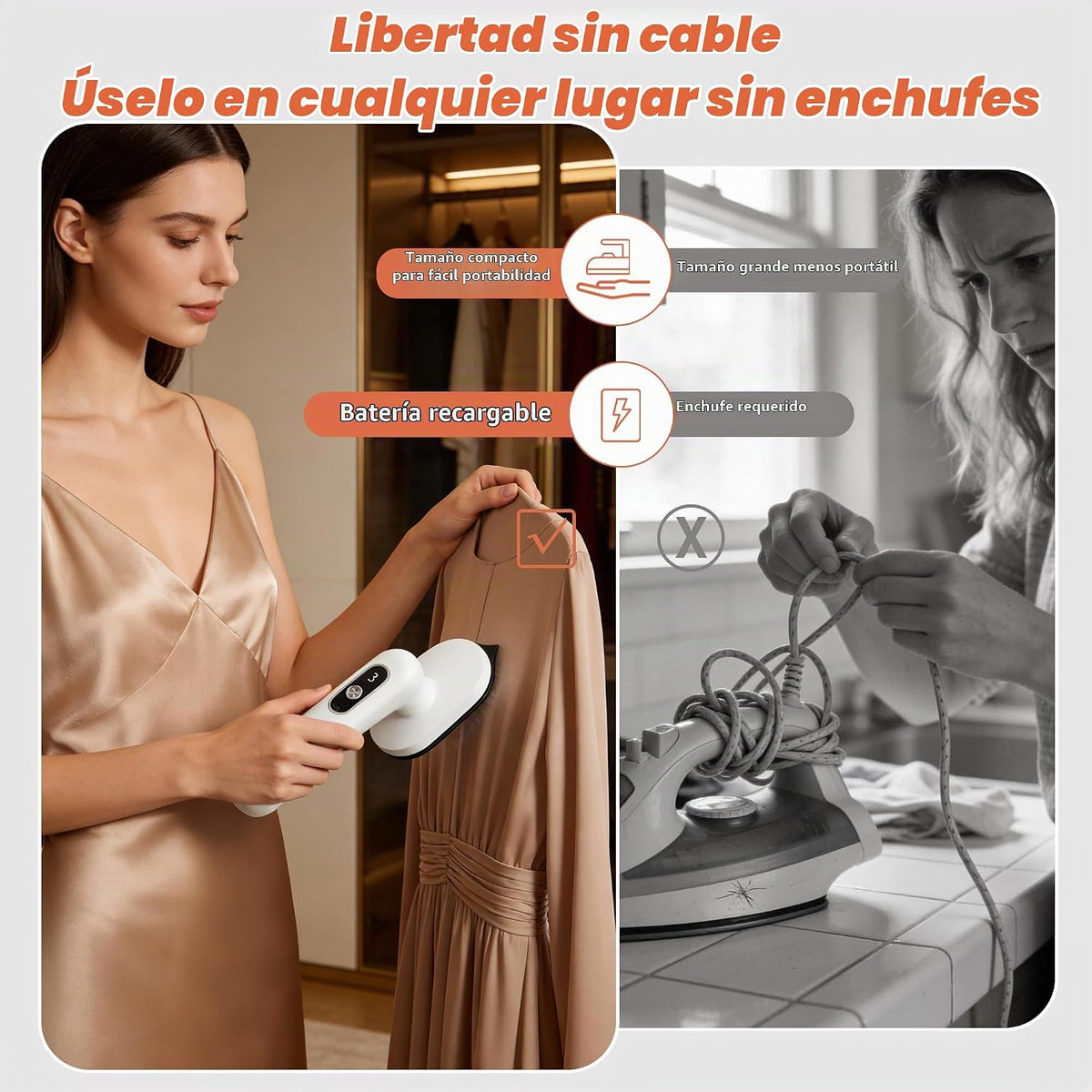 SL Euthtion Mini plancha de viaje inalámbrica para ropa, portátil r...