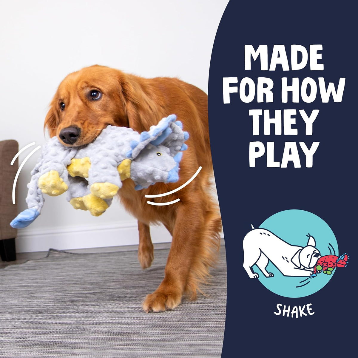 Juguete para perro de felpa, goDog, dinosaurios con tecnología Chew...
