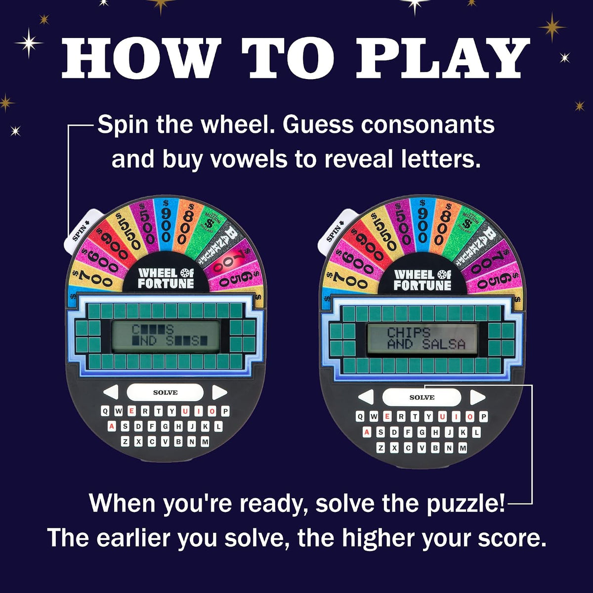 Educational Insights Wheel of Fortune - Juego electrónico de mano,...