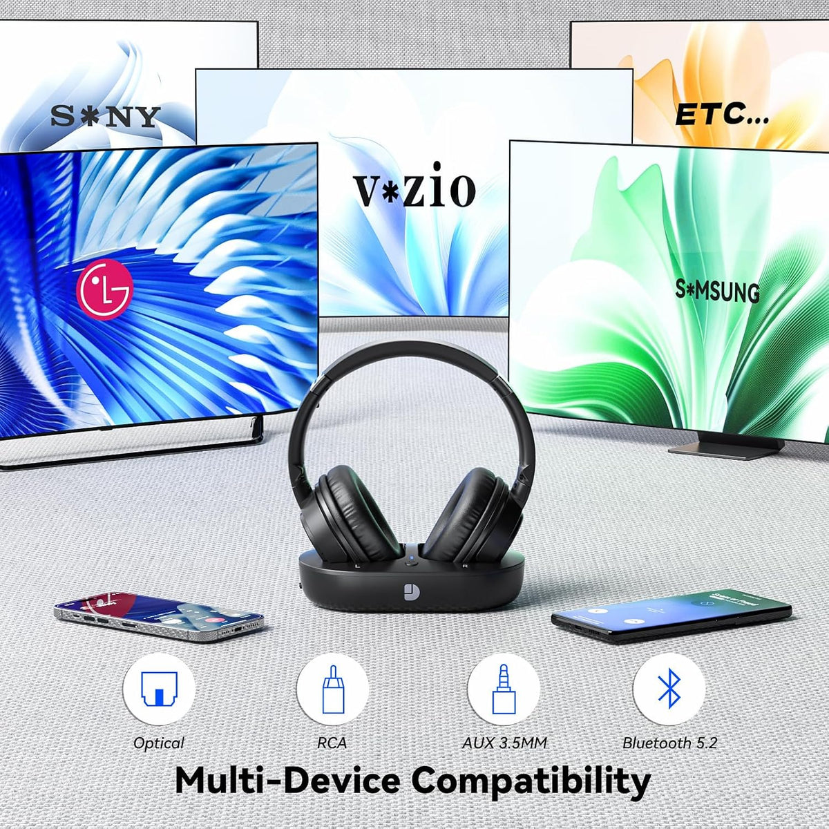 Dytole - Auriculares inalámbricos para TV, auriculares inalámbricos...