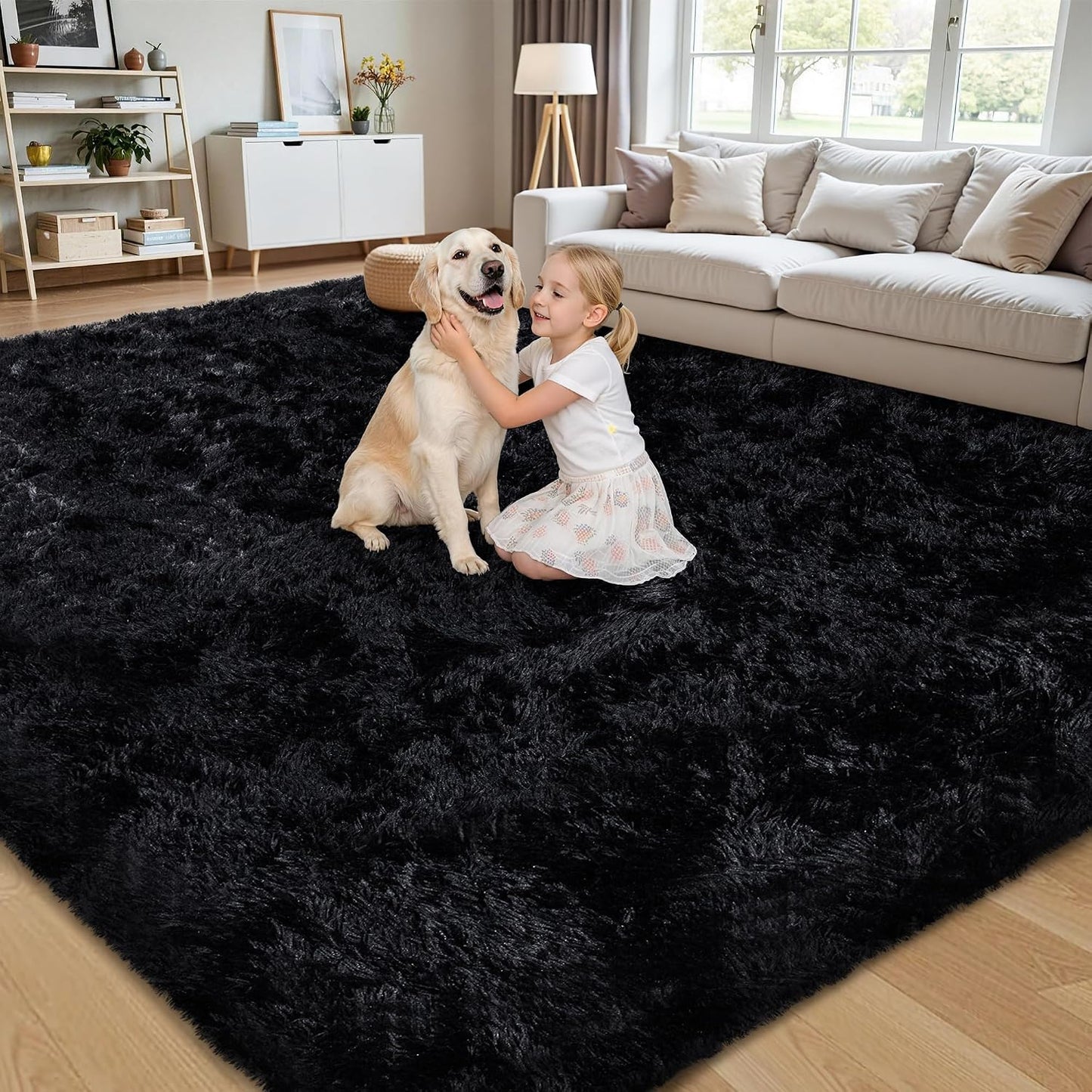 Alfombra de Área de 8 x 10 pies para Sala de Estar: Alfombras Negra...