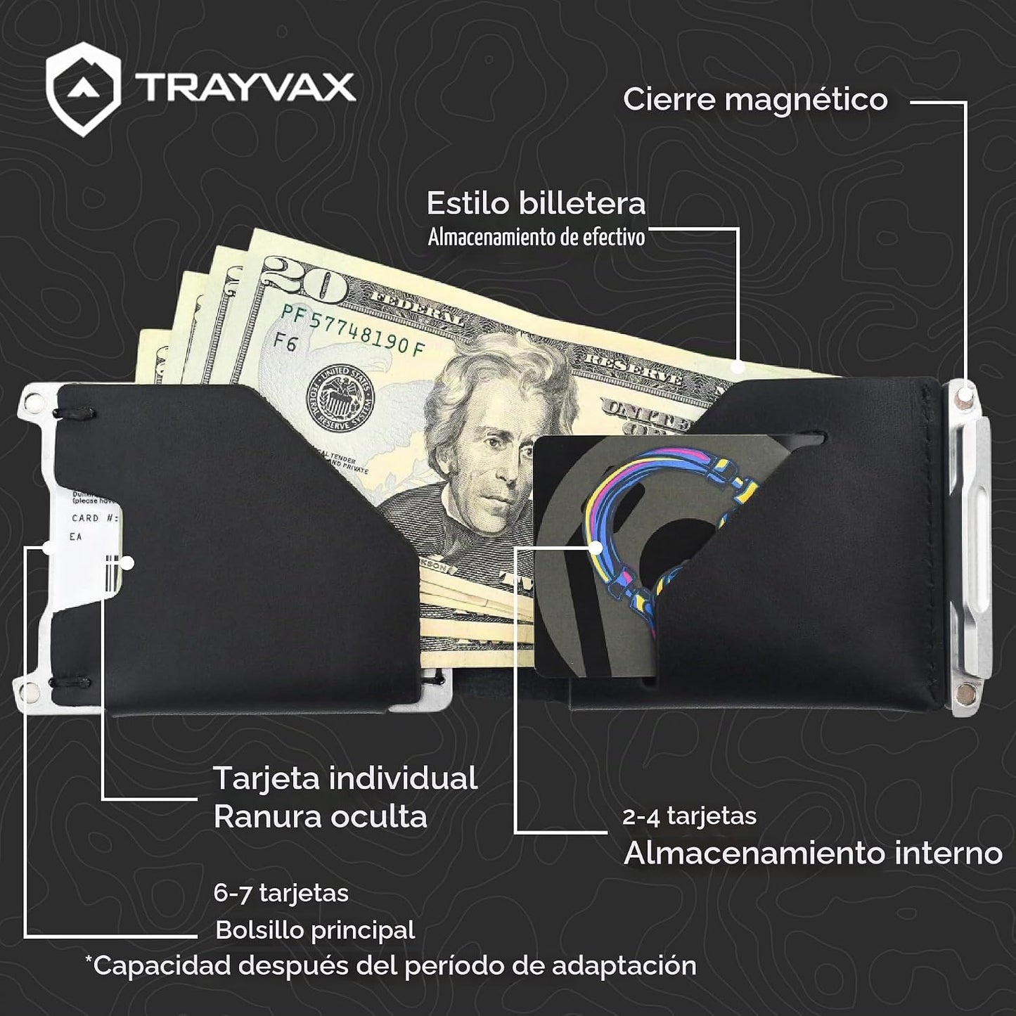 Cartera Billfold Trayvax Venture, Portador de Dinero y Tarjetas de...