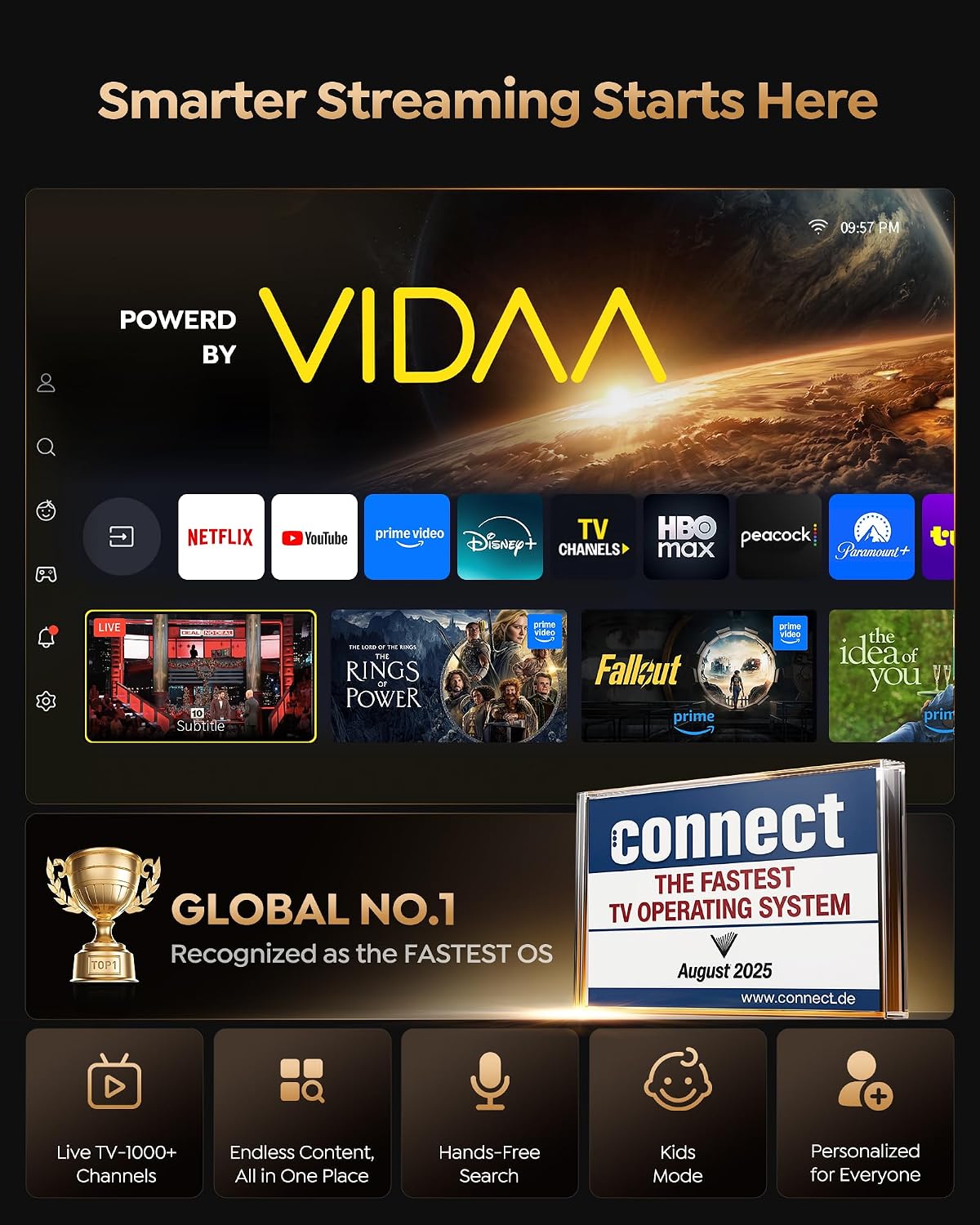 Proyector para exteriores 4K [VIDAA Live TV\/56W Dolby\/1450 ISO] c...