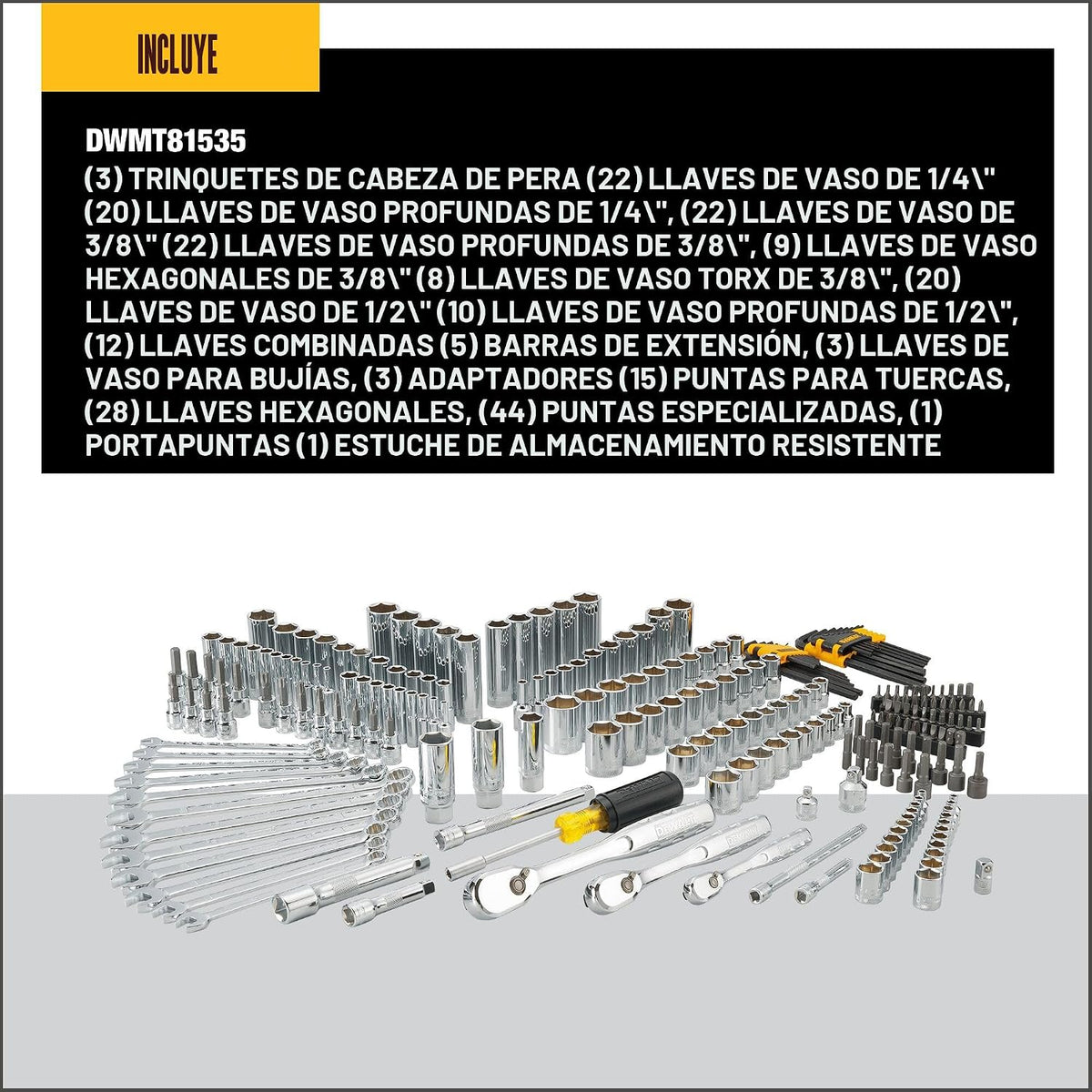 DEWALT Juego de herramientas mecánicas, 247 piezas, 1\/4 pulgadas,...