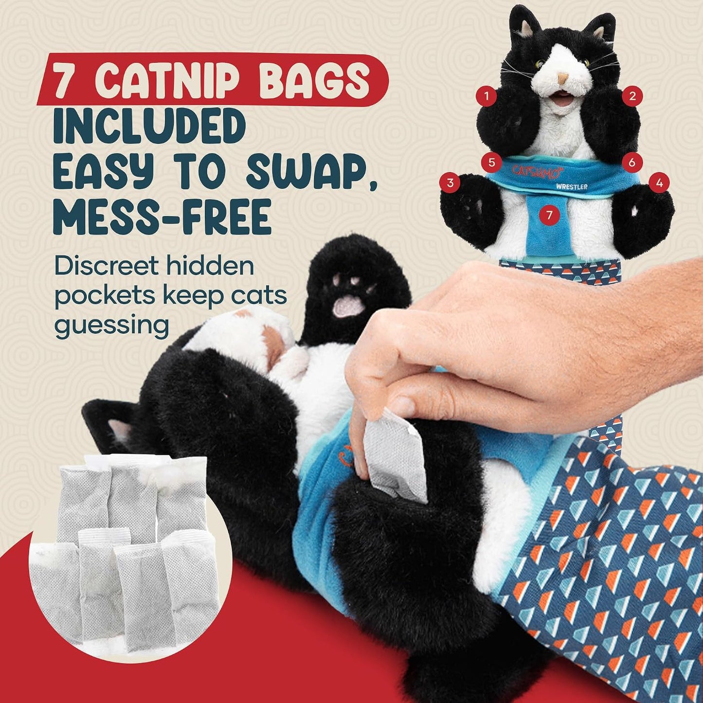 CATSUMO Juguete de marioneta de guante de lucha para gatos, guante...