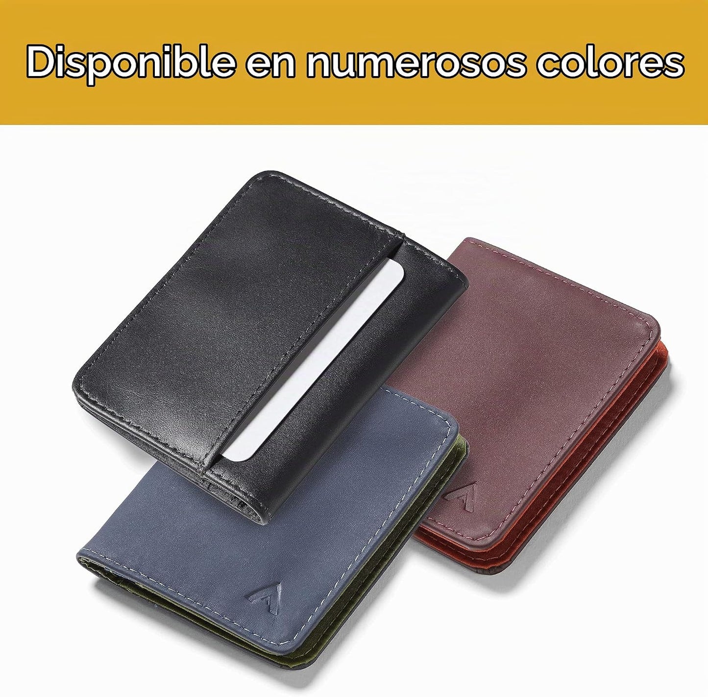 Allett Cartera híbrida para tarjetas, piel, bloqueo RFID, diseño ve...