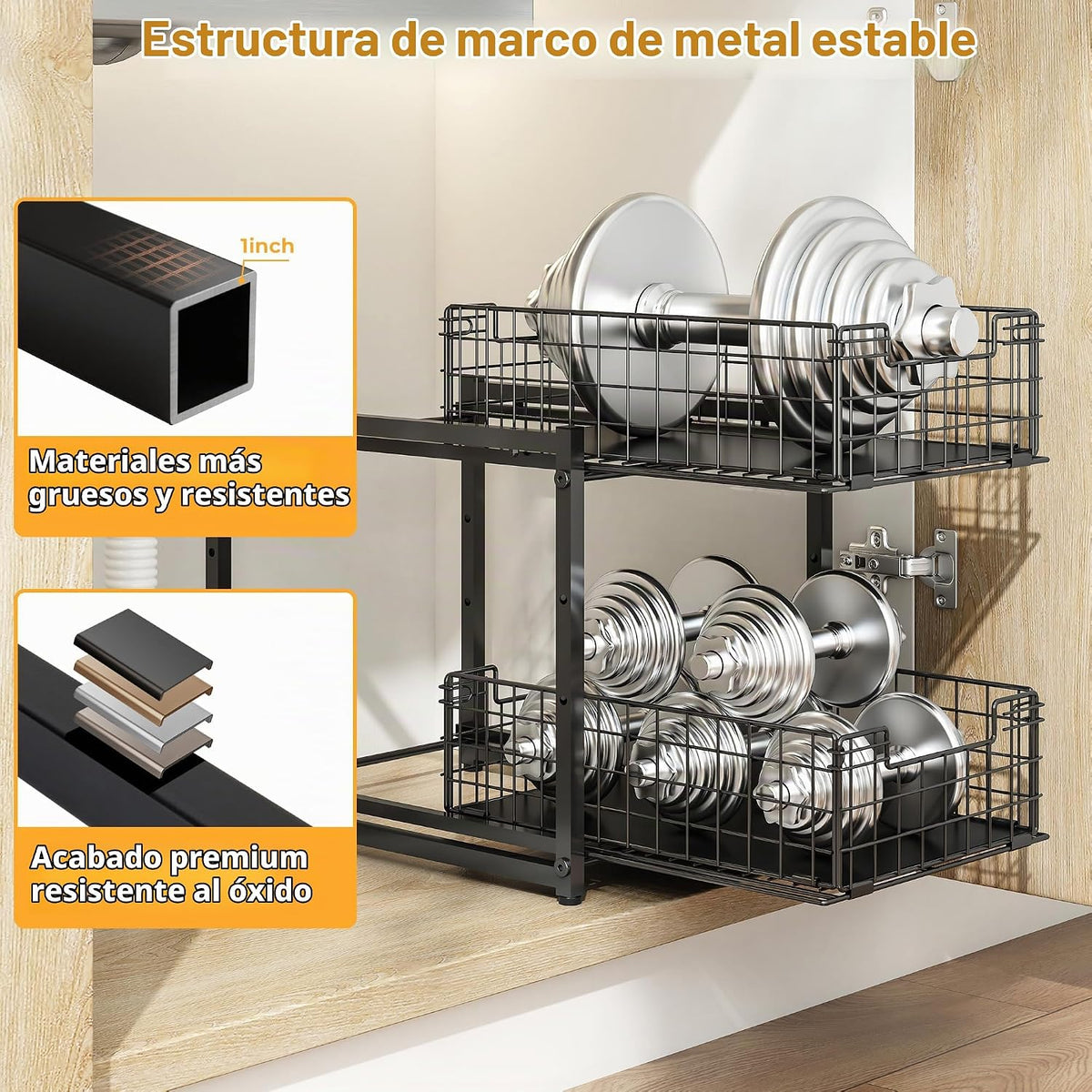 Organizador para debajo del fregadero, organizador de armario extra...