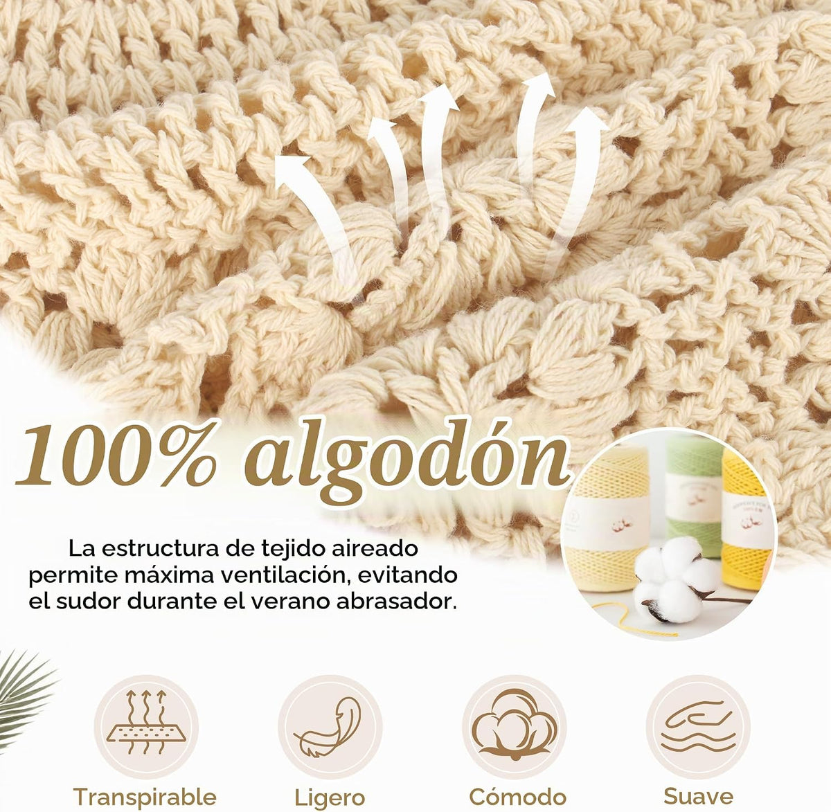 Ababalaya Gorro de ganchillo hecho a mano 100% algodón para mujer |...