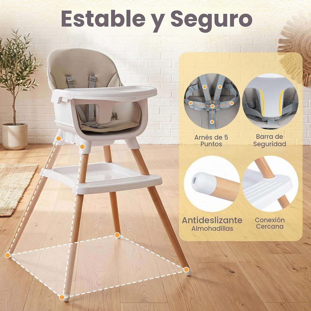 INFANS Silla alta 8 en 1 para bebé, convertible a asiento elevador,...