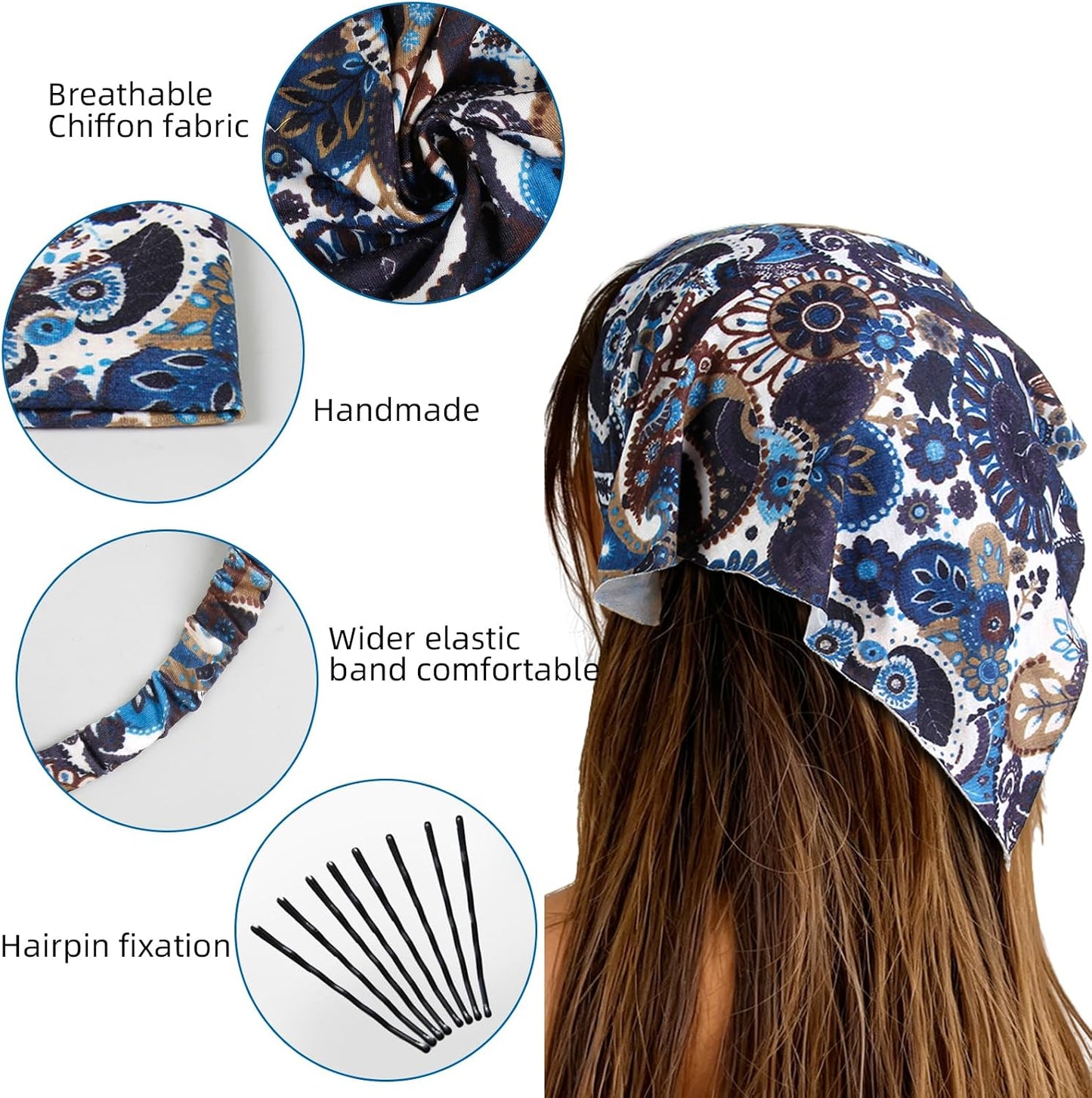 WOVOWOVO 8 unidades de diademas y bufandas para el cabello para muj...