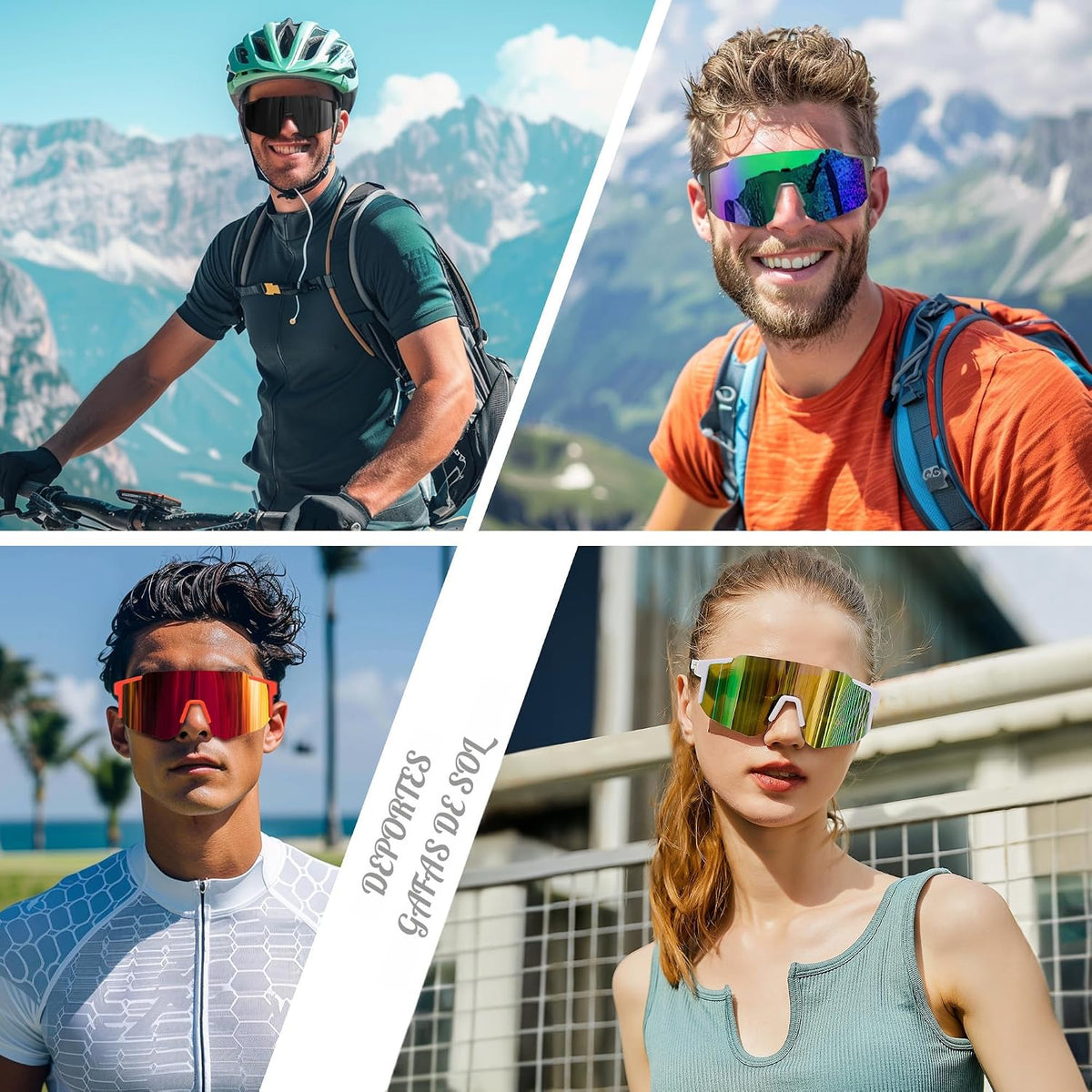 FEISEDY Gafas de sol deportivas para hombres, mujeres y adolescente...