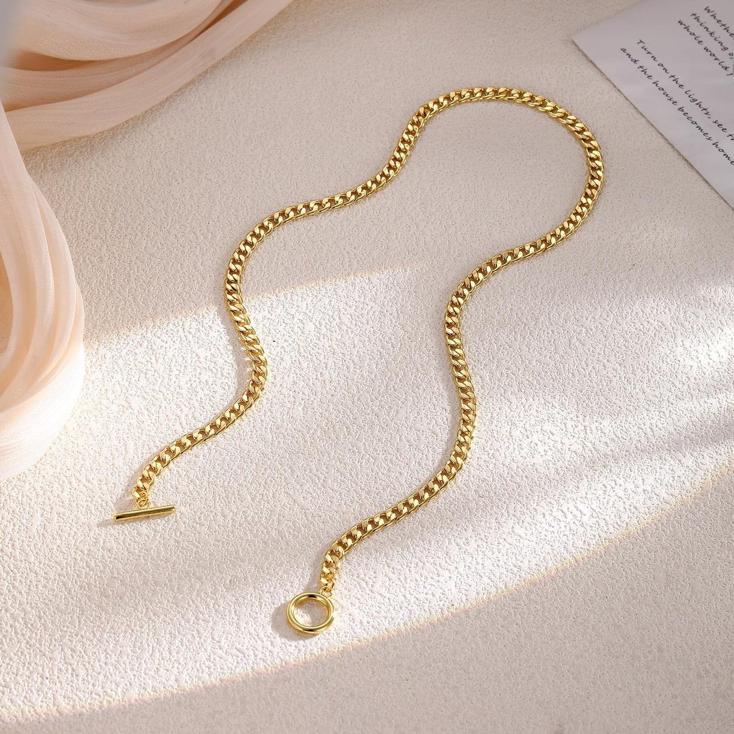 LEXODY Collar de oro grueso para mujer, simple chapado en oro de 14...