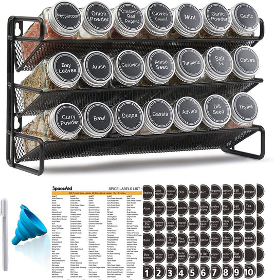 Organizador de estante de especias SpaceAid con 21 tarros de especi...