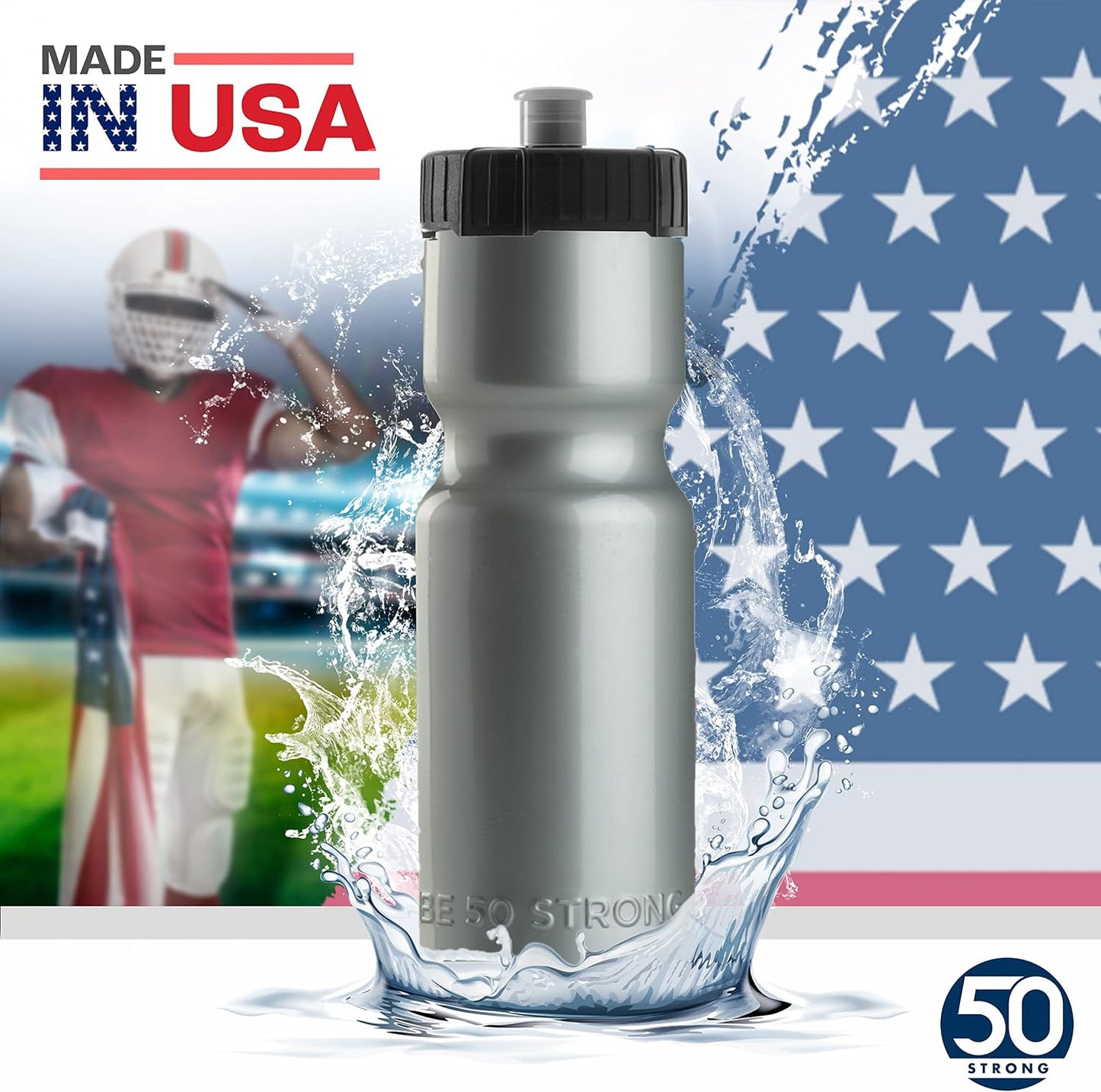 50 fuertes | Botellas de agua a granel, paquete de 24, 22 onzas, ex...